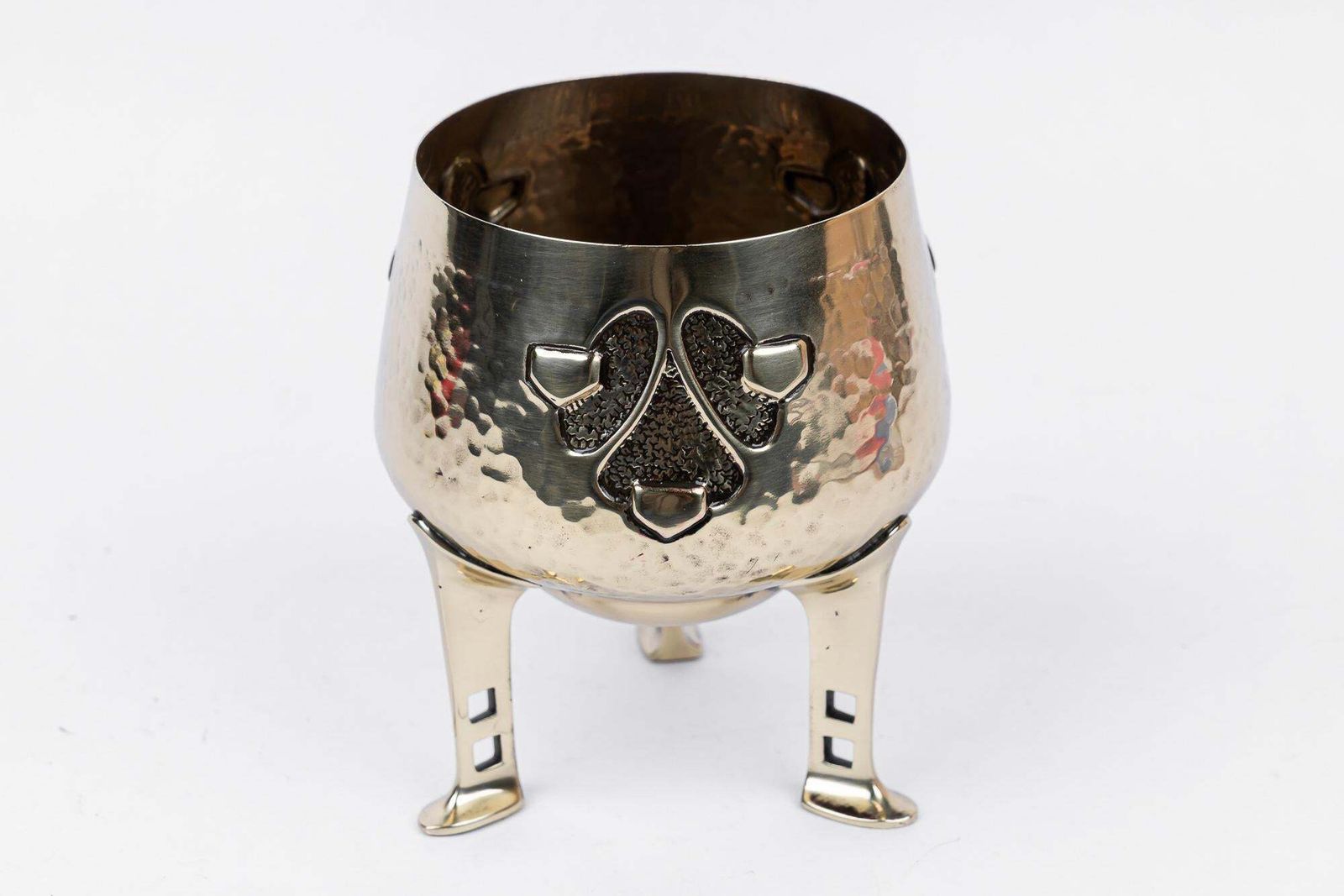 Small Hammered Art Deco Flower Pot, Vienna, Circa 1920s photo vintage