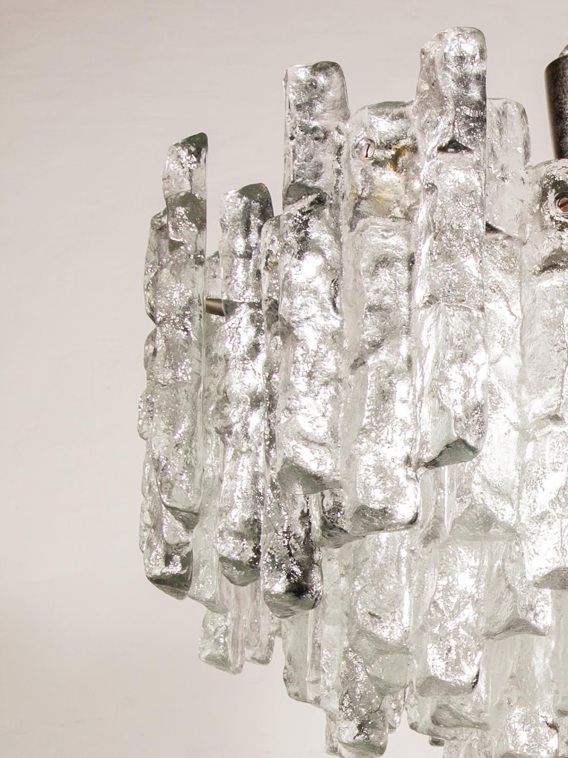 4055.0 Large Jt Kalmar, Austria, Murano Glass Iced Blocks, Chandelier, 1960s photo