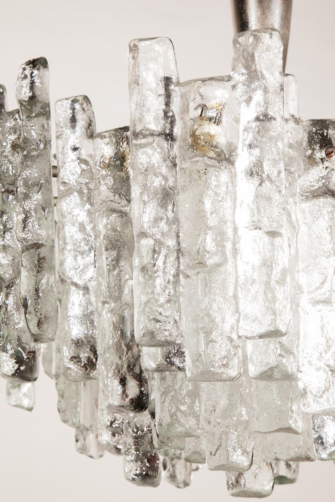 photo vinterior Large Jt Kalmar, Austria, Murano Glass Iced Blocks, Chandelier, 1960s