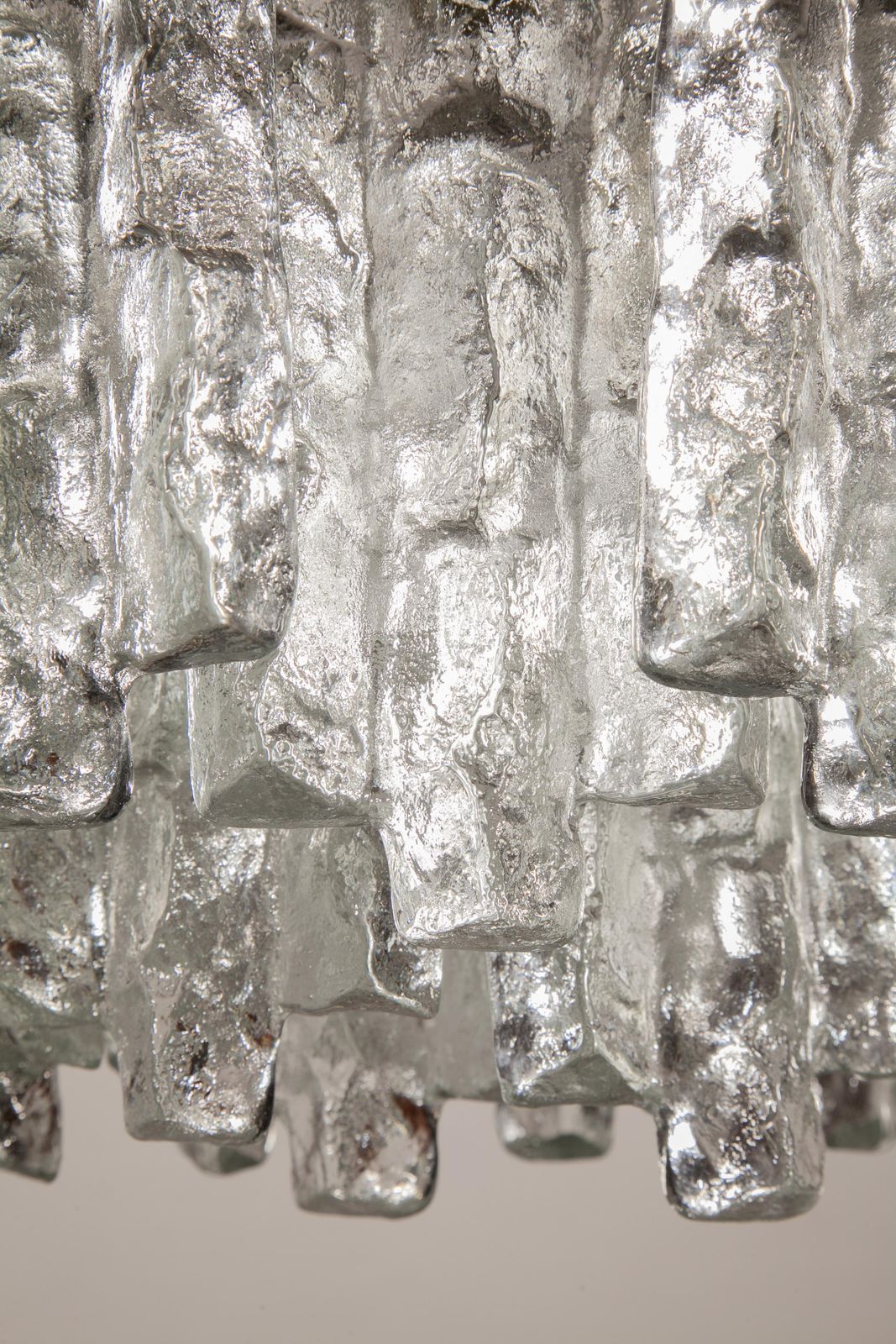 photo vintage Large Jt Kalmar, Austria, Murano Glass Iced Blocks, Chandelier, 1960s