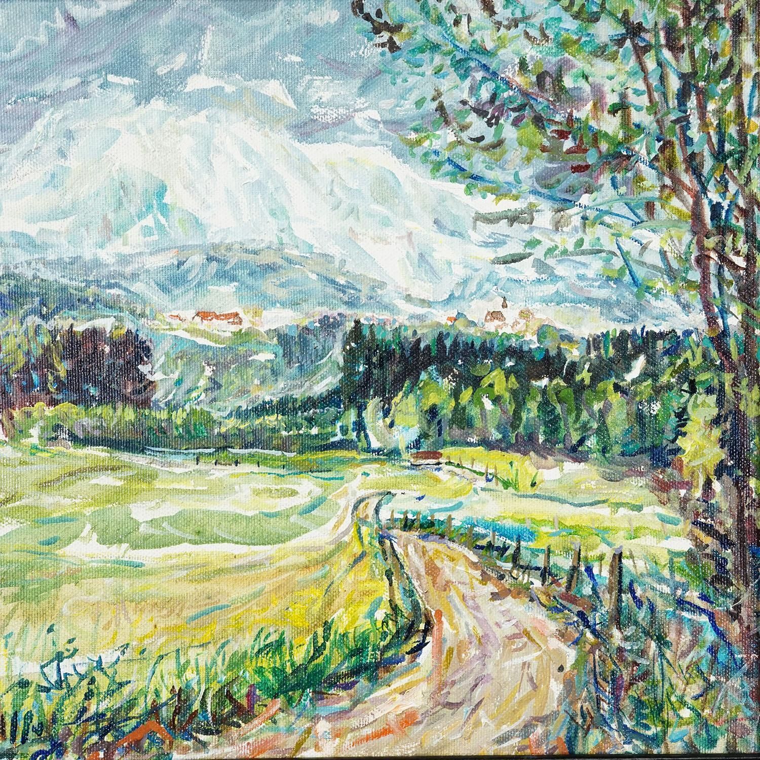 Landscape Steinhoegl Bavaria, 1989 – Oil Painting By Alexander Michael photo Art