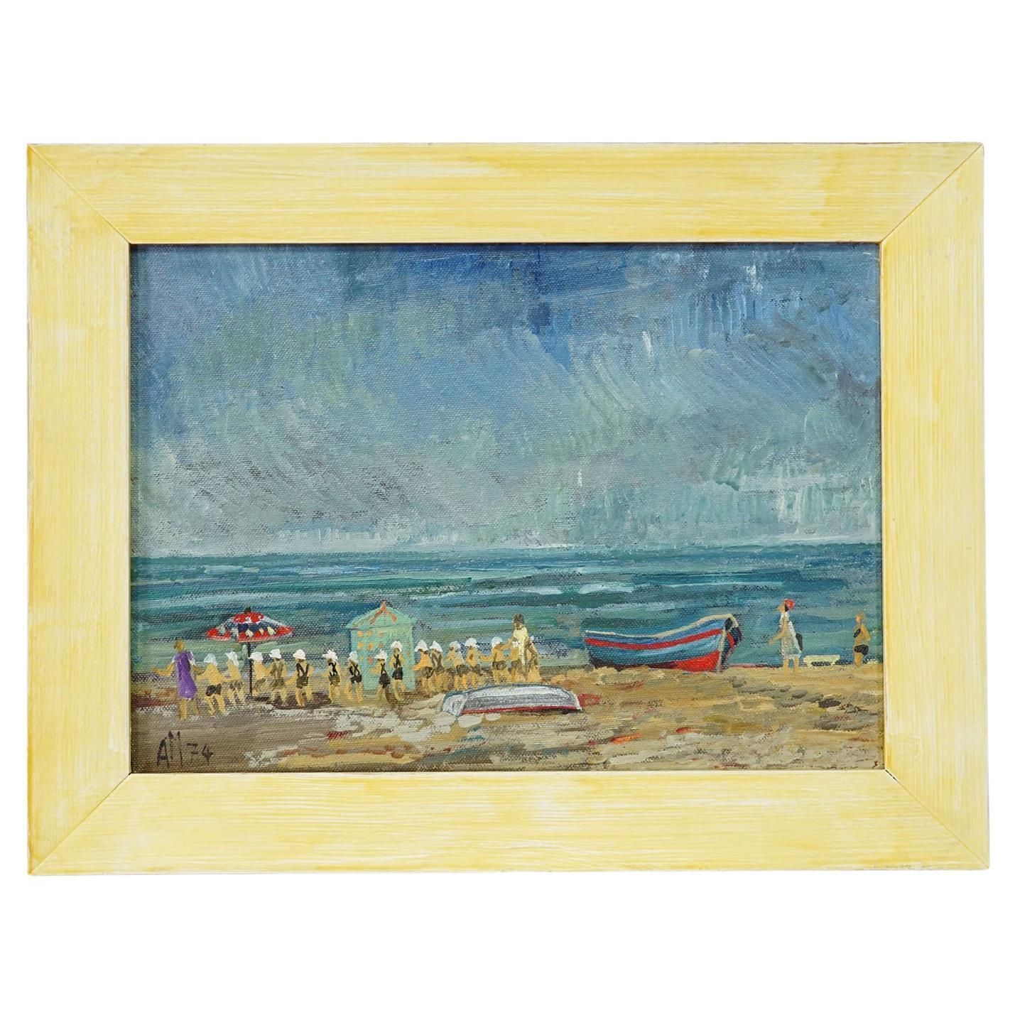 Swimming School By The Sea, 1974 – Alexander Michael Oil Painting