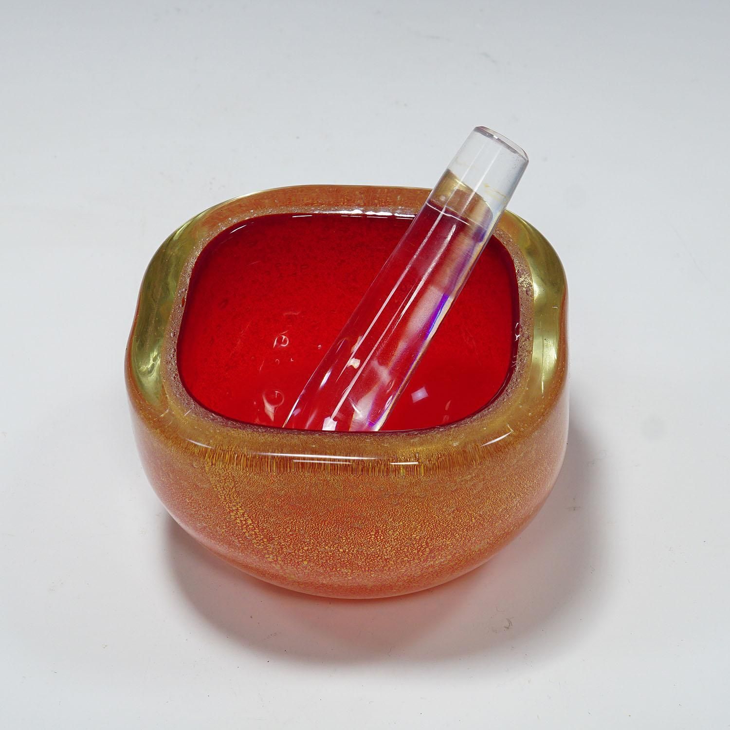 Bowl In Red Sommerso Glass, Flavio Poli For Seguso Murano 1940s photo furniture
