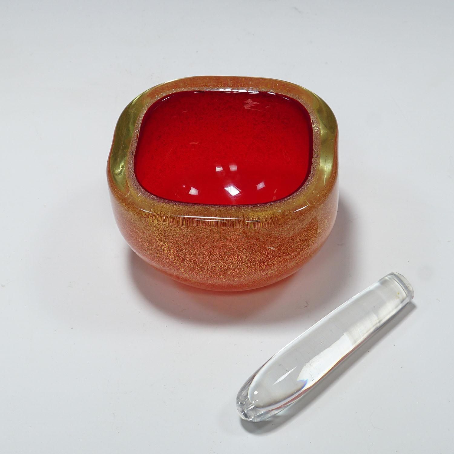 Bowl In Red Sommerso Glass, Flavio Poli For Seguso Murano 1940s photo for sale