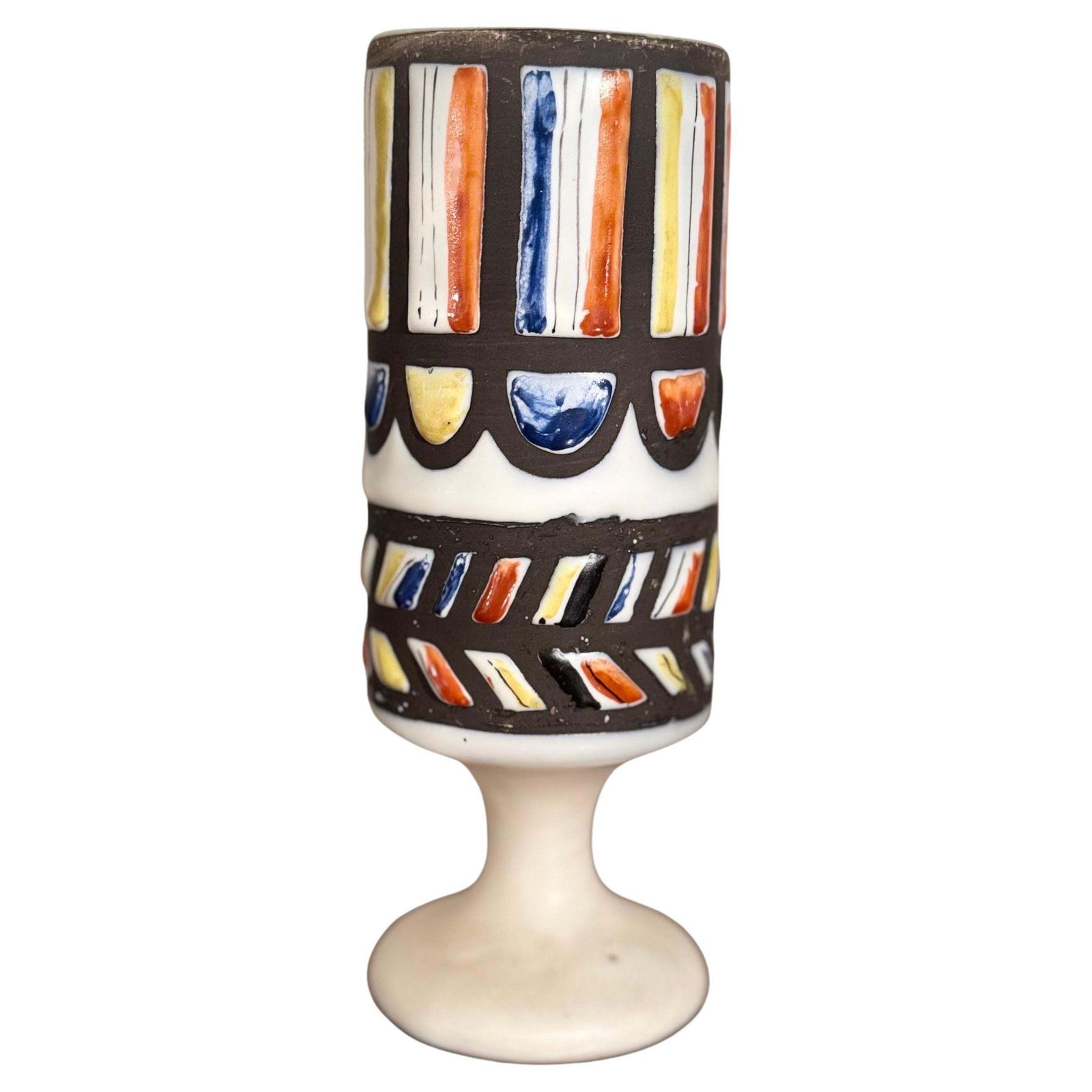 Multi Colors Graphic Glazed Goblet, Vase Design By Roger Capron For Vallauris photo furniture