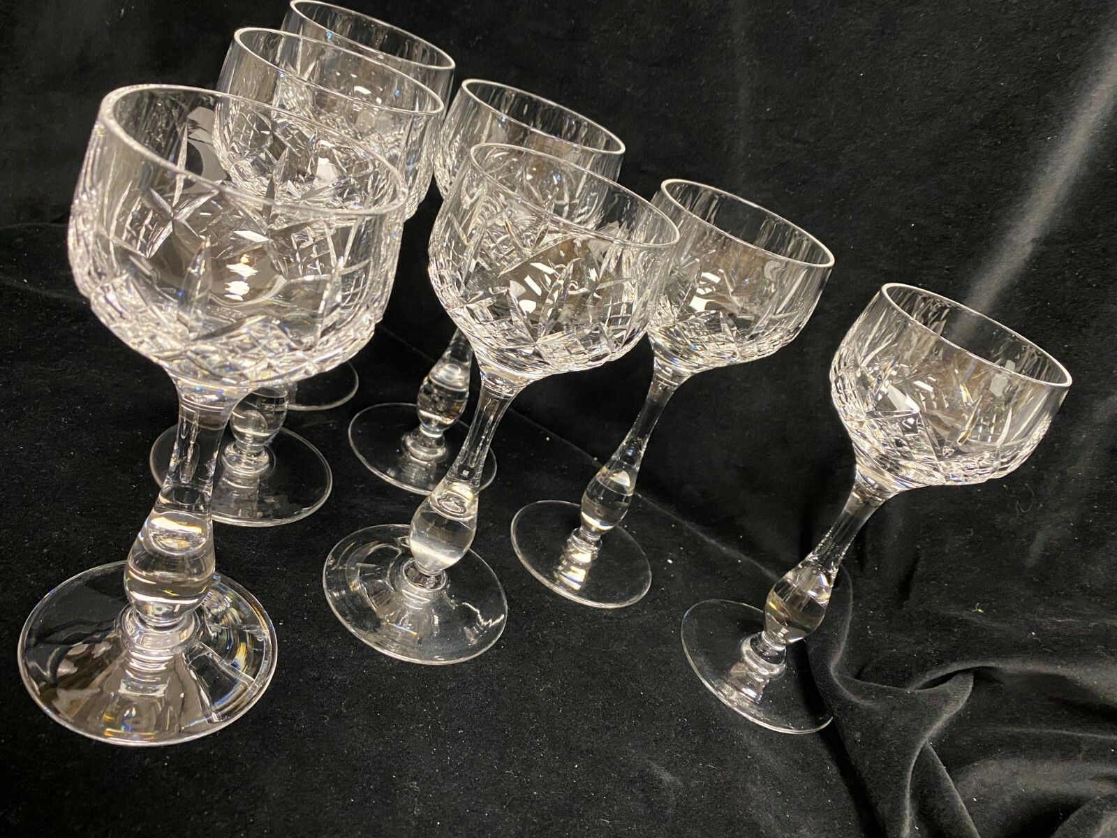 Set  7 X Stuart Crystal 'Glengarry' White Wine Hock Glasses photo 155.0