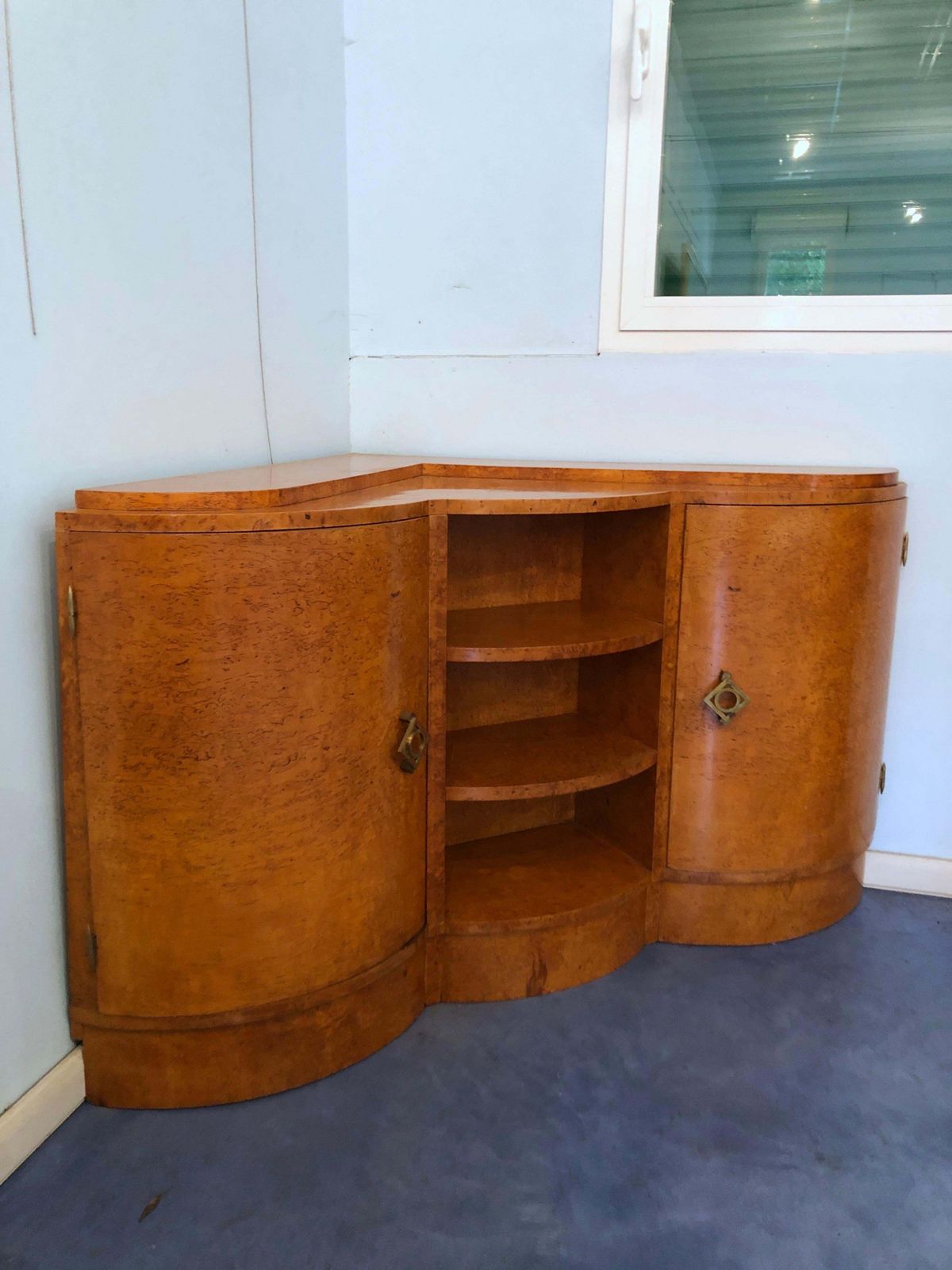French Art Deco Maple Corner Sideboard, 1945 photo vinterior