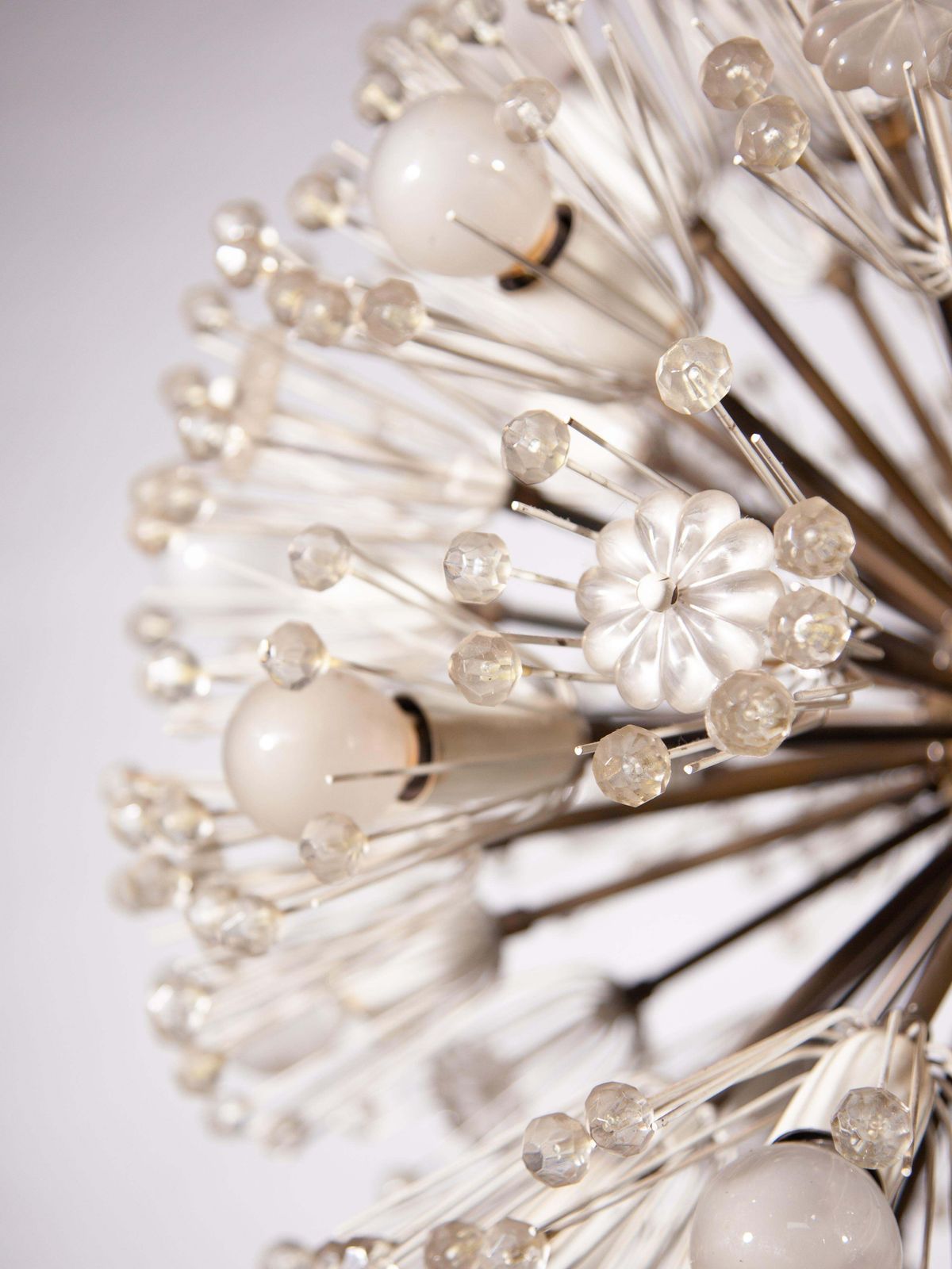 Brass And Glass Large Snowflake Chandelier By Emil Stejnar For Rupert Nikoll photo vintage