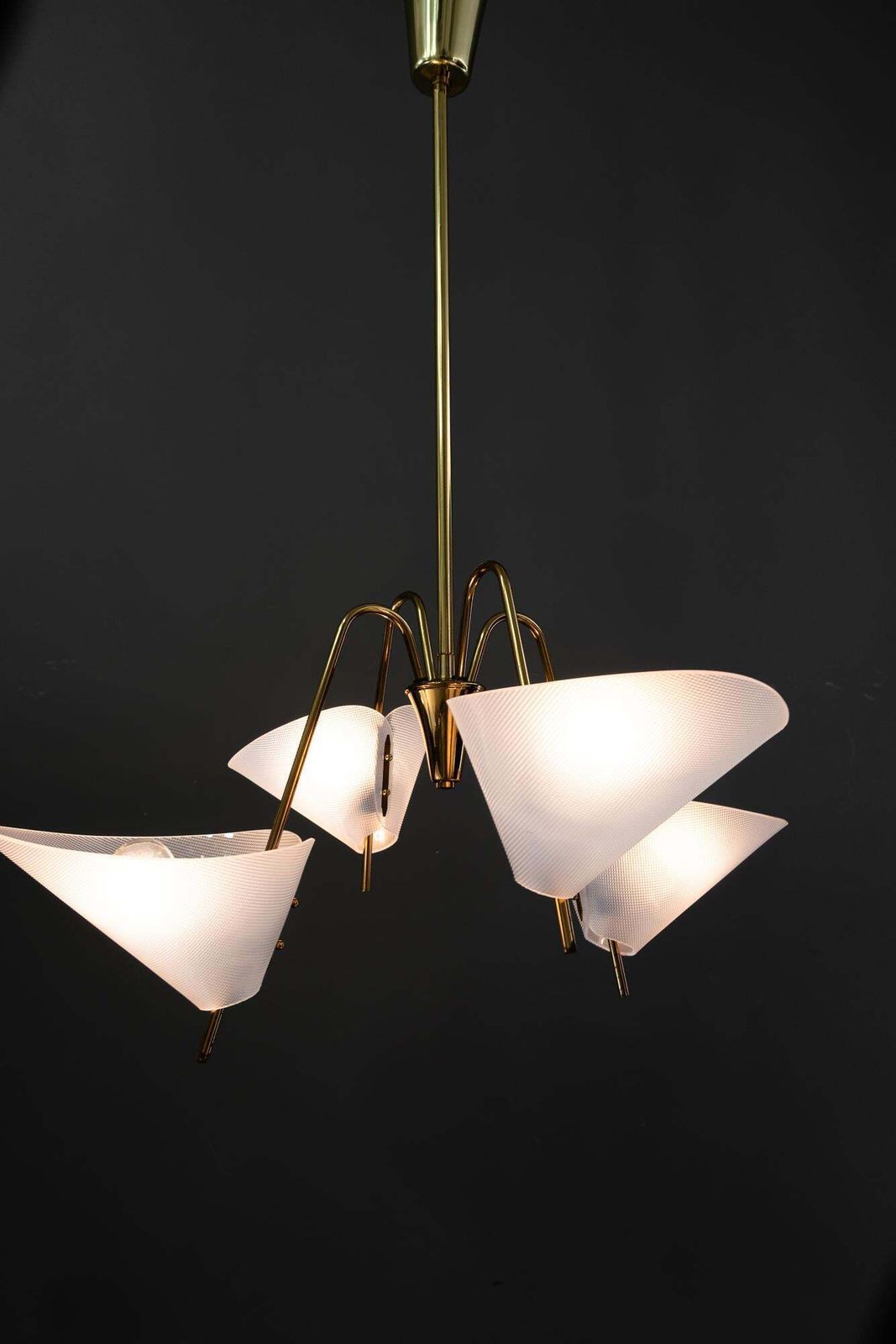 photo vintage Rupert Nikoll Chandelier With Lucite Shades Vienna Around 1960s