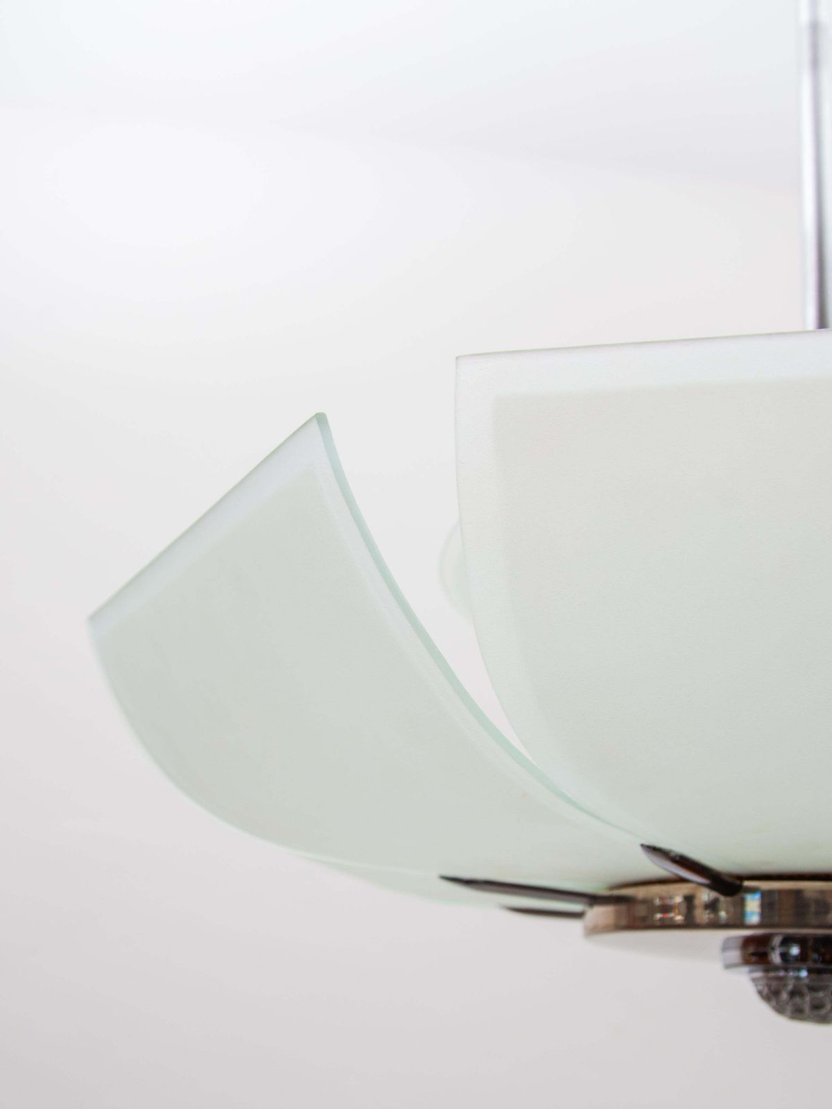 6292.0 Art Deco Chandelier In Glass And Chrome, 1925, France, Modern Flower Design photo