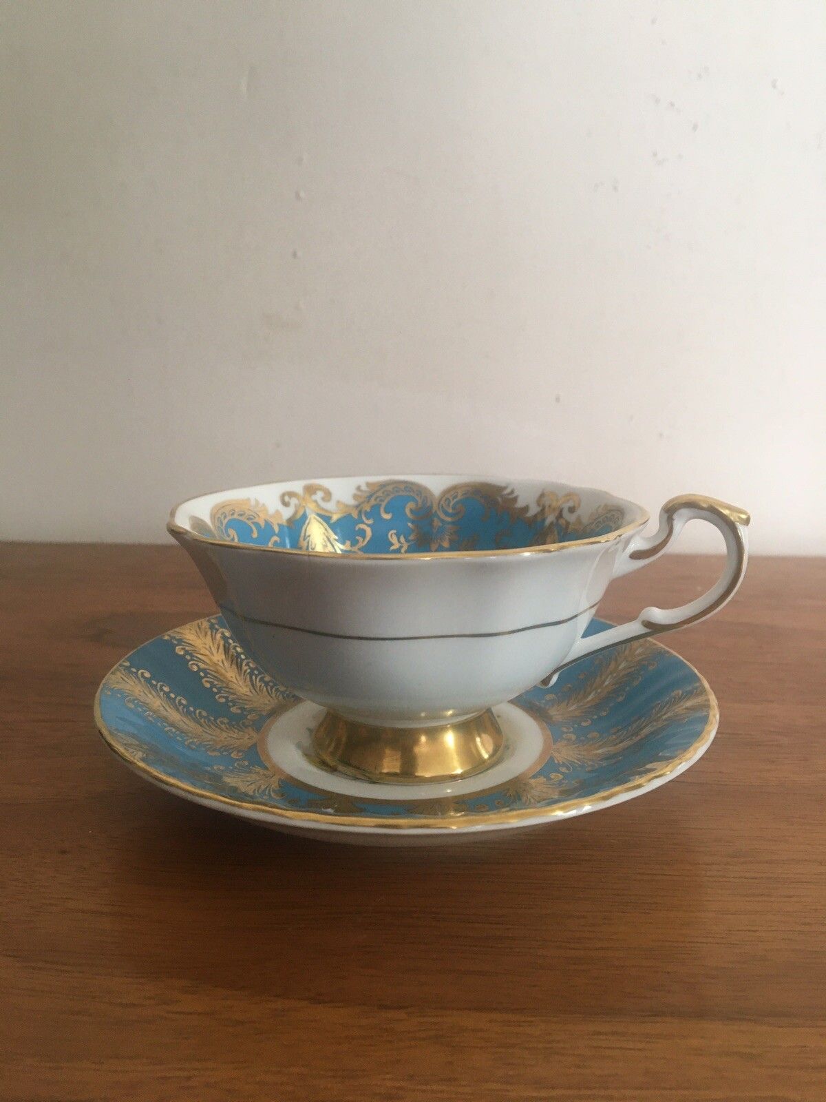Paragon Cup & Saucer Kingston Pale Blue By Appt. To Her Majesty The Queen Floral photo for sale