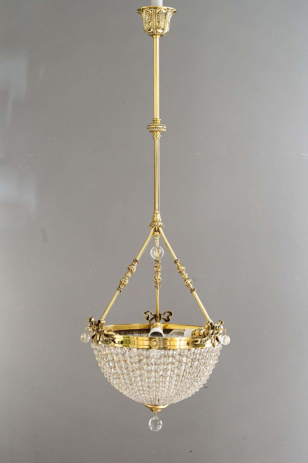 Historistic Crystal Basket Chandelier Vienna Around 1890s photo furniture
