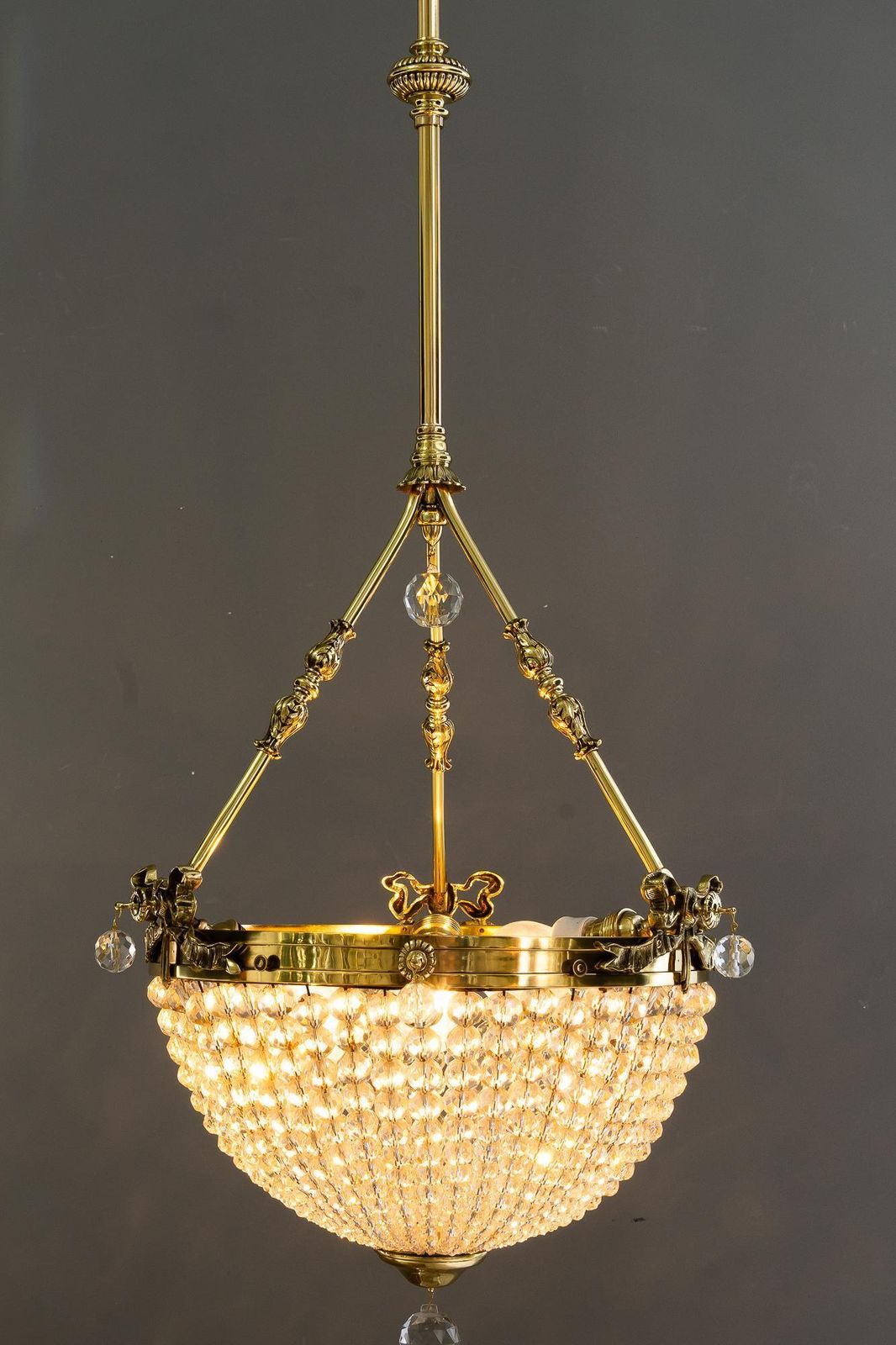 2319.0 Historistic Crystal Basket Chandelier Vienna Around 1890s photo