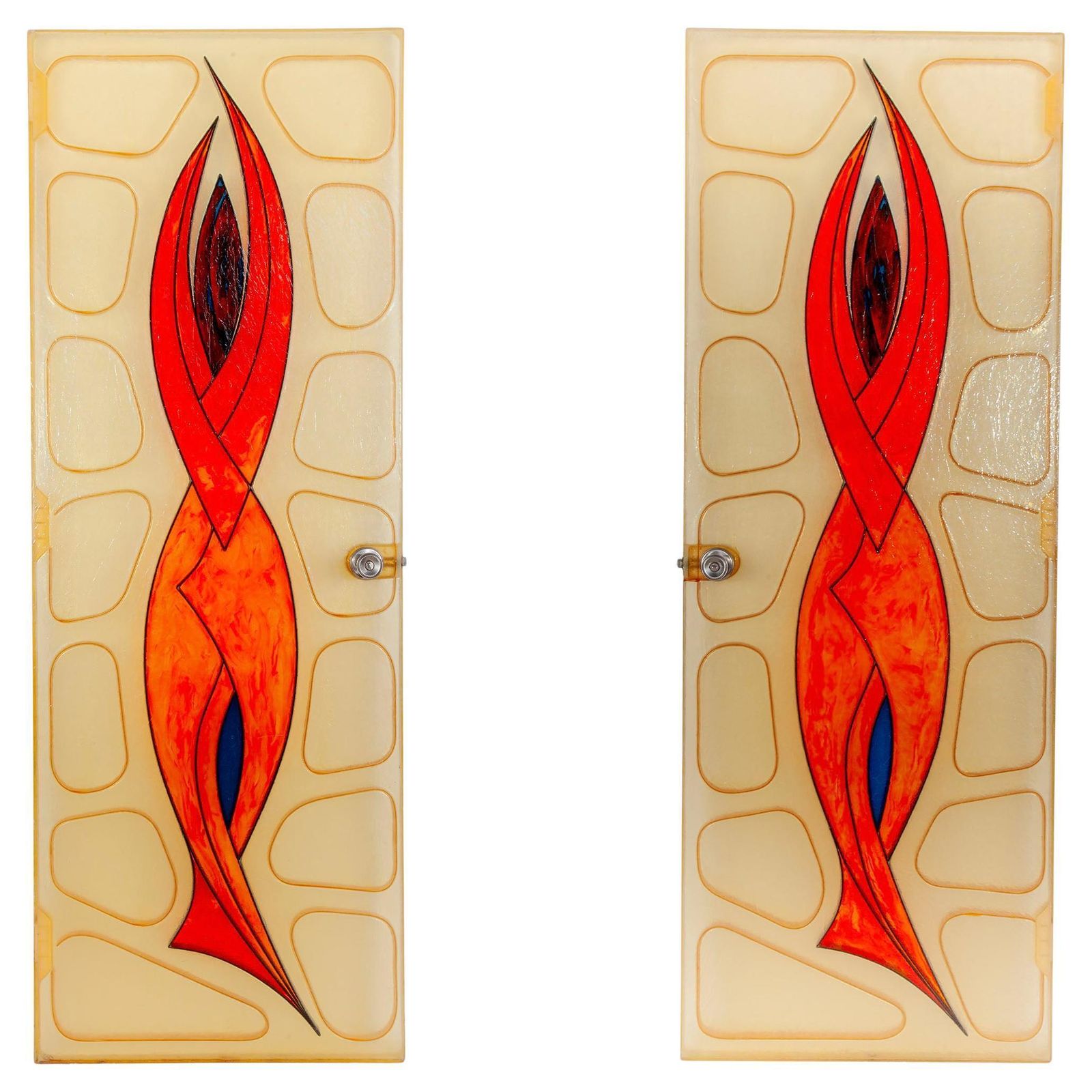 Set Of Two Fiber Glass Interior Doors With Stylized Figure, 1970s, Belgium