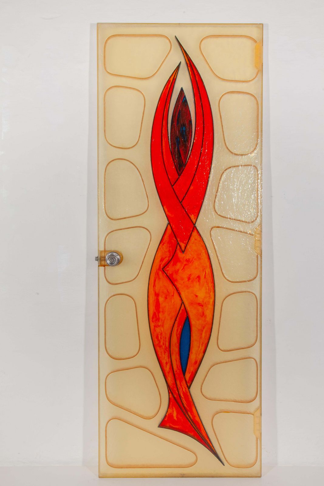 photo for sale Set Of Two Fiber Glass Interior Doors With Stylized Figure, 1970s, Belgium