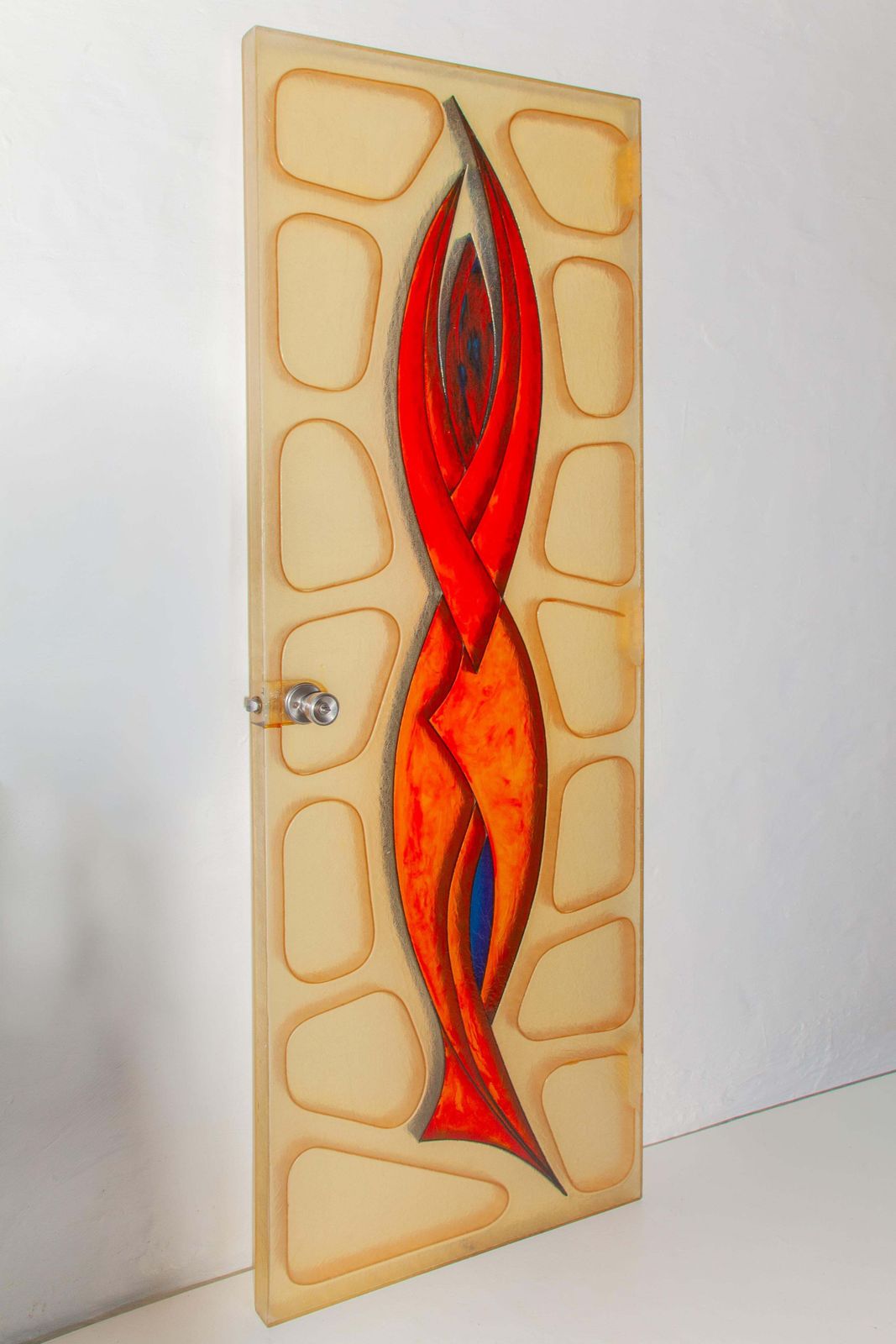 Home Fixtures Set Of Two Fiber Glass Interior Doors With Stylized Figure, 1970s, Belgium photo