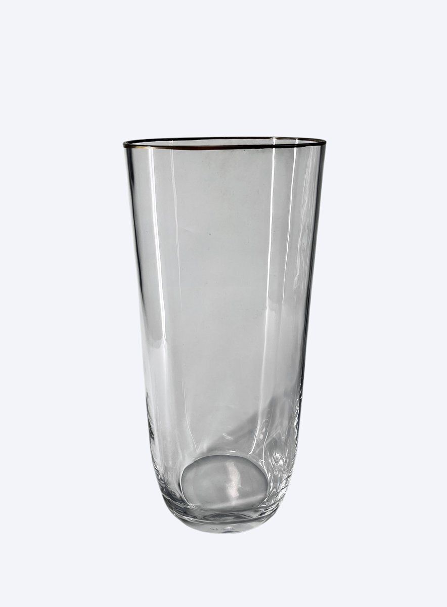 Transparent Murano Glass Vase With Gold Rim By Carlo Moretti photo furniture