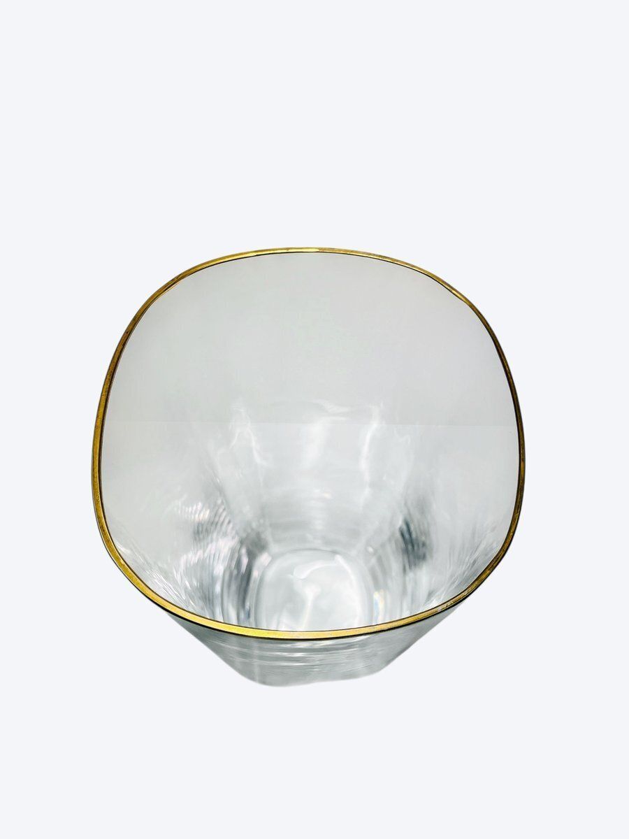 Transparent Murano Glass Vase With Gold Rim By Carlo Moretti photo for sale