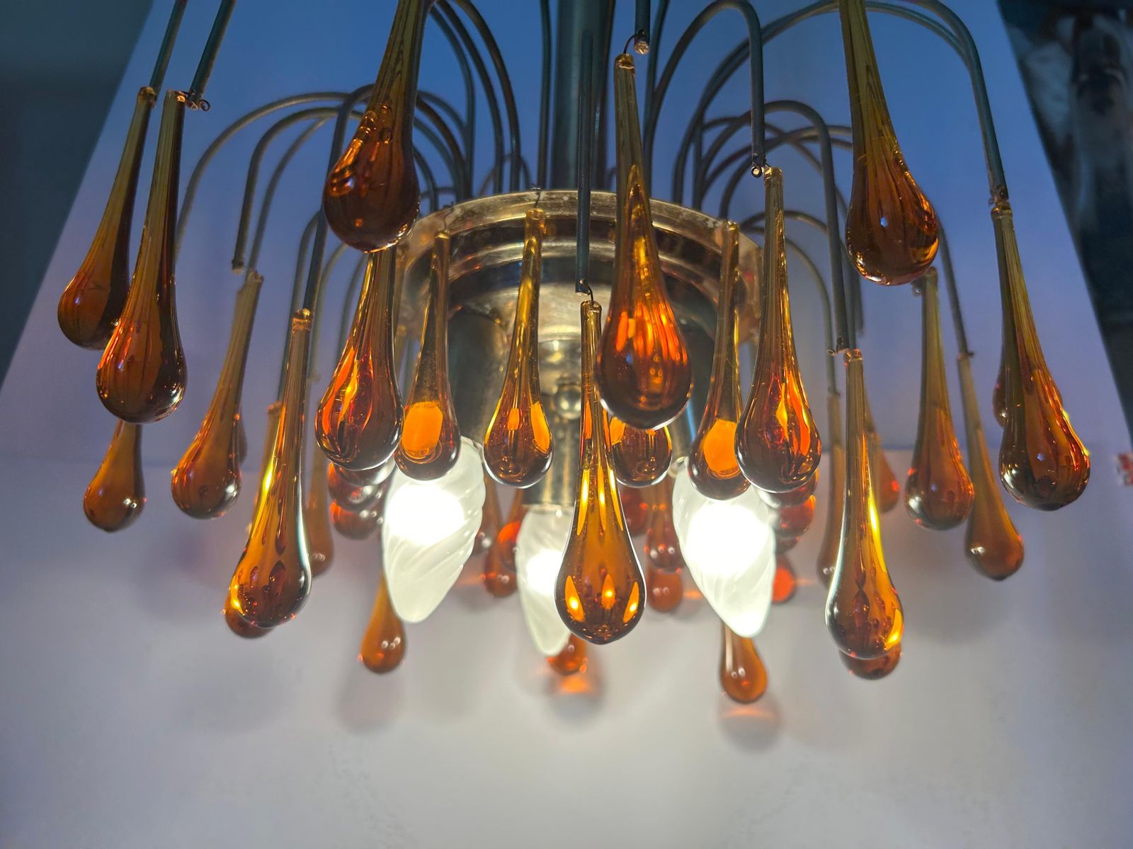 Golden Sunset, Magnificent Murano Chandelier, 1980's photo buy