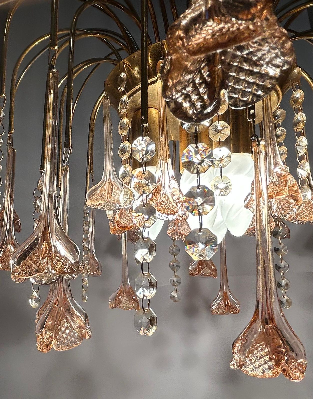 Semiramide, Gorgeous Pink Murano Chandelier, 1980's photo furniture