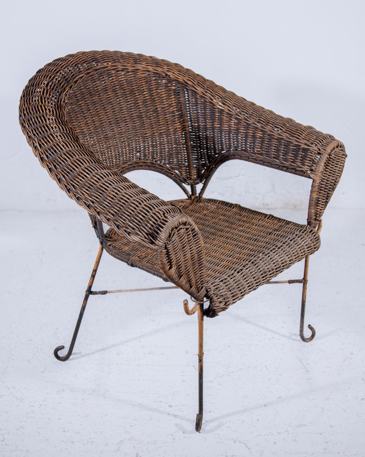 photo for sale 1970s Wrought Iron Wicker Chair