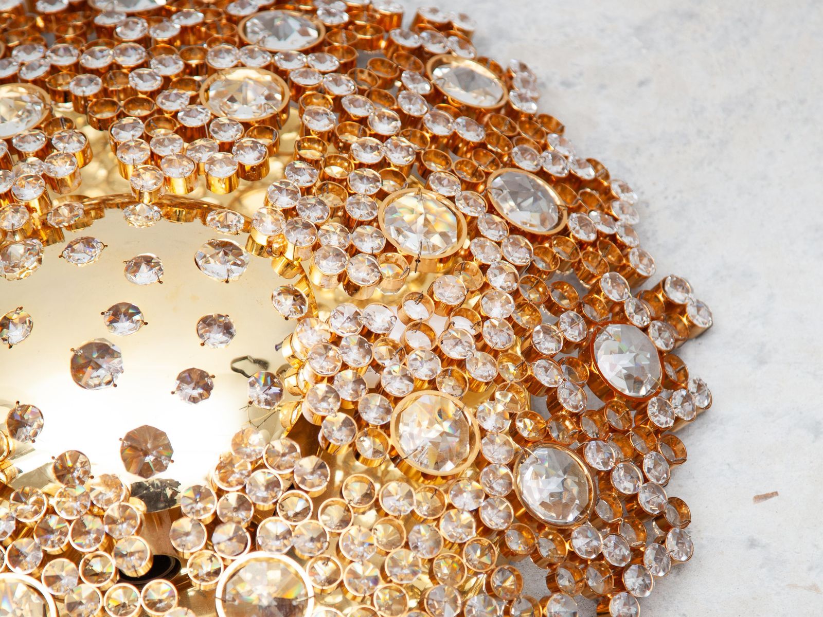 Palwa Jewel Like Faceted Crystals Ceiling Light, Wall Light, Set Of Two, Germany photo vintage