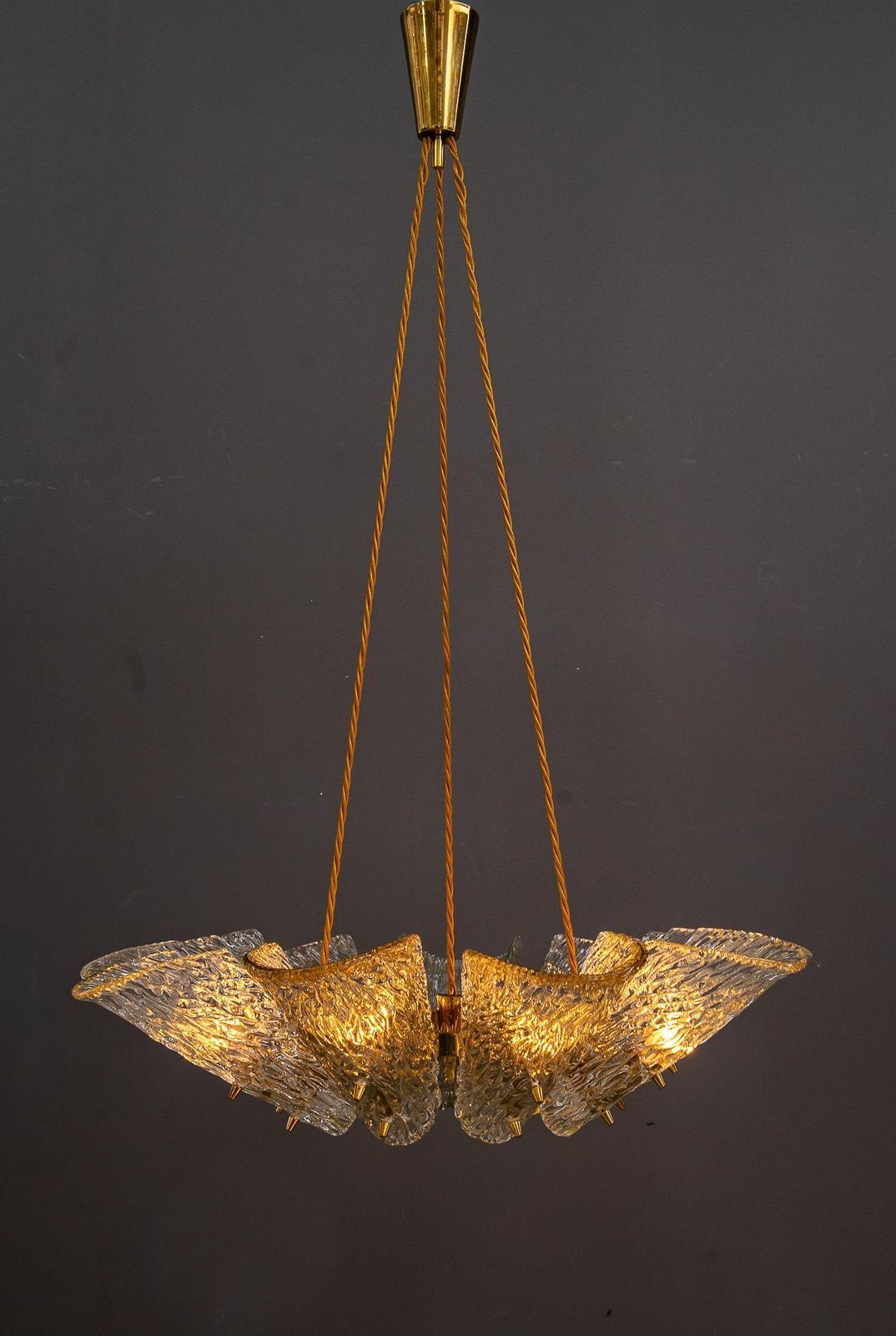photo vinterior Big Chandelier By J.T. Kalmar With Structure Glass Around 1950s