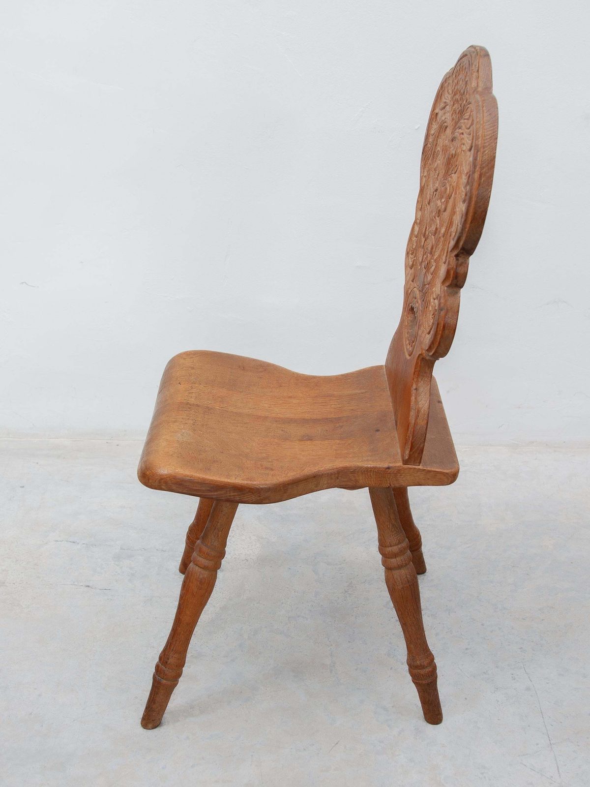 Furniture A Brutalist Folk Art Alpine Set Of Four Chairs, France, 1930s photo