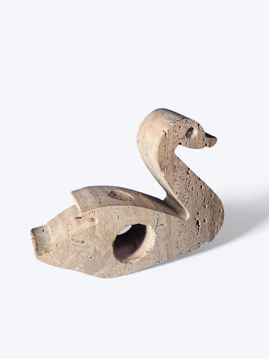 Travertine Swan Candleholder From Fratelli Mannelli, Italy, 1970s photo for sale