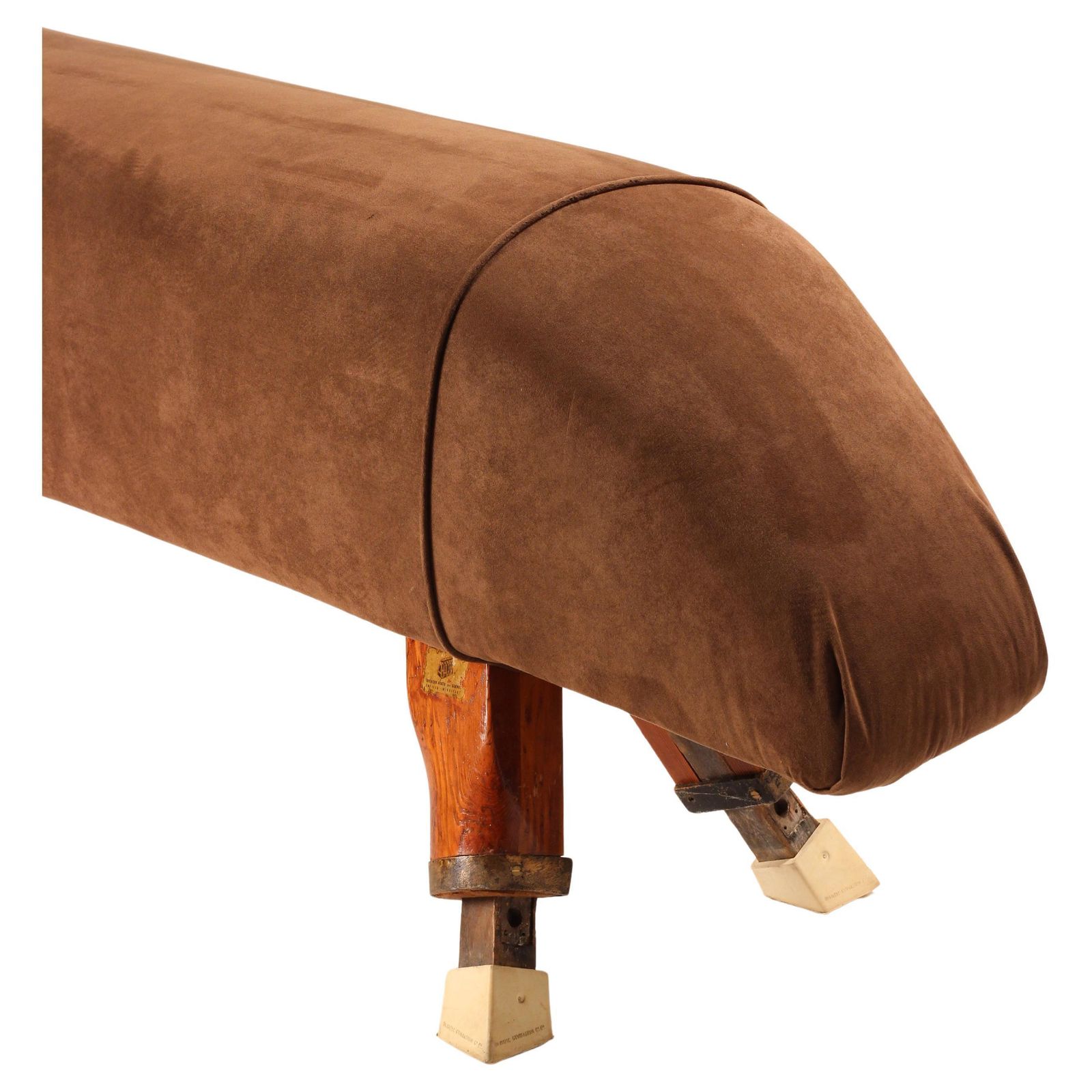 photo for sale English Vintage Pommel Horse Reupholstered In Suede And Repurposed As A Bench