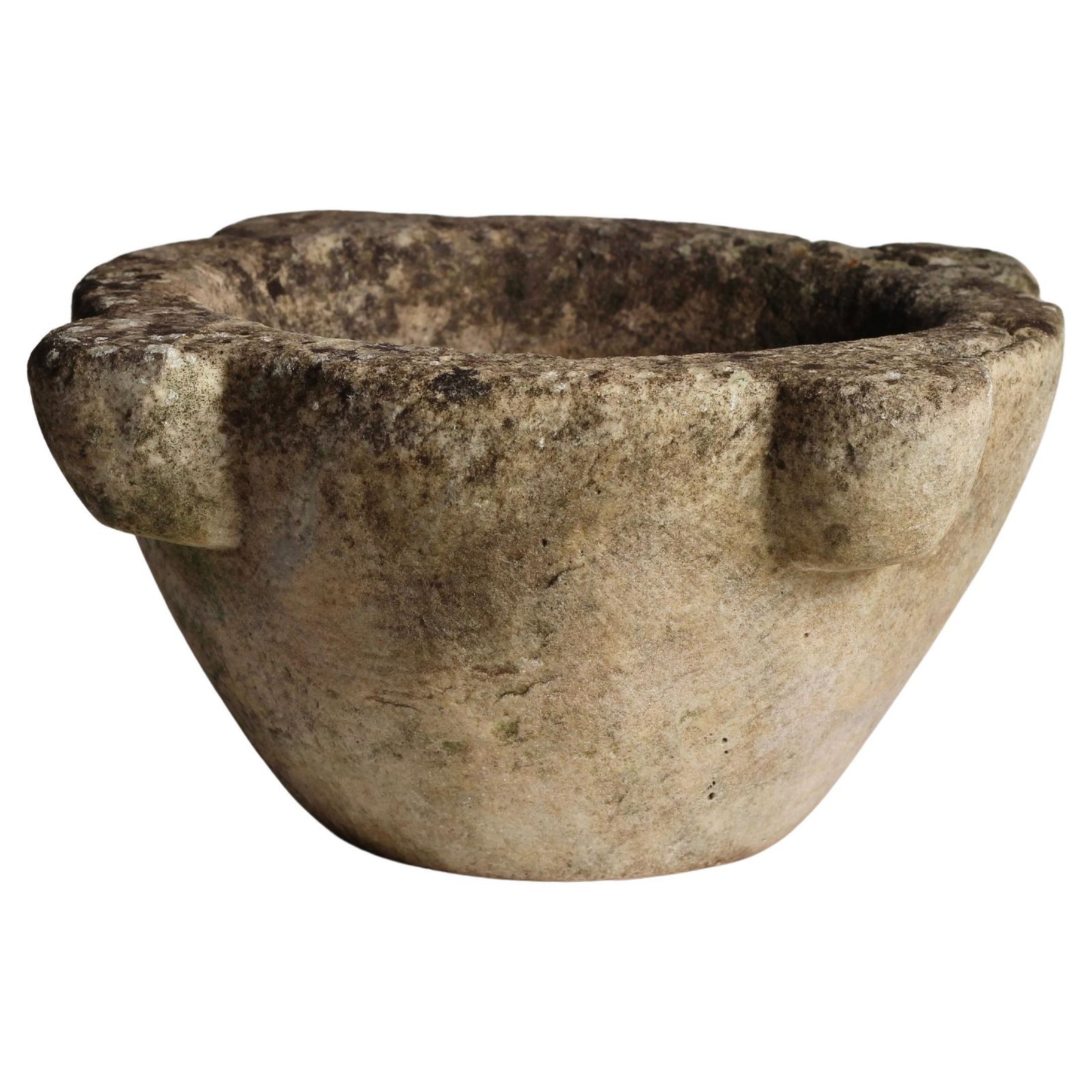 photo for sale Antique English Marble Mortar Bowl – Hand Carved Kitchen & Apothecary Vessel