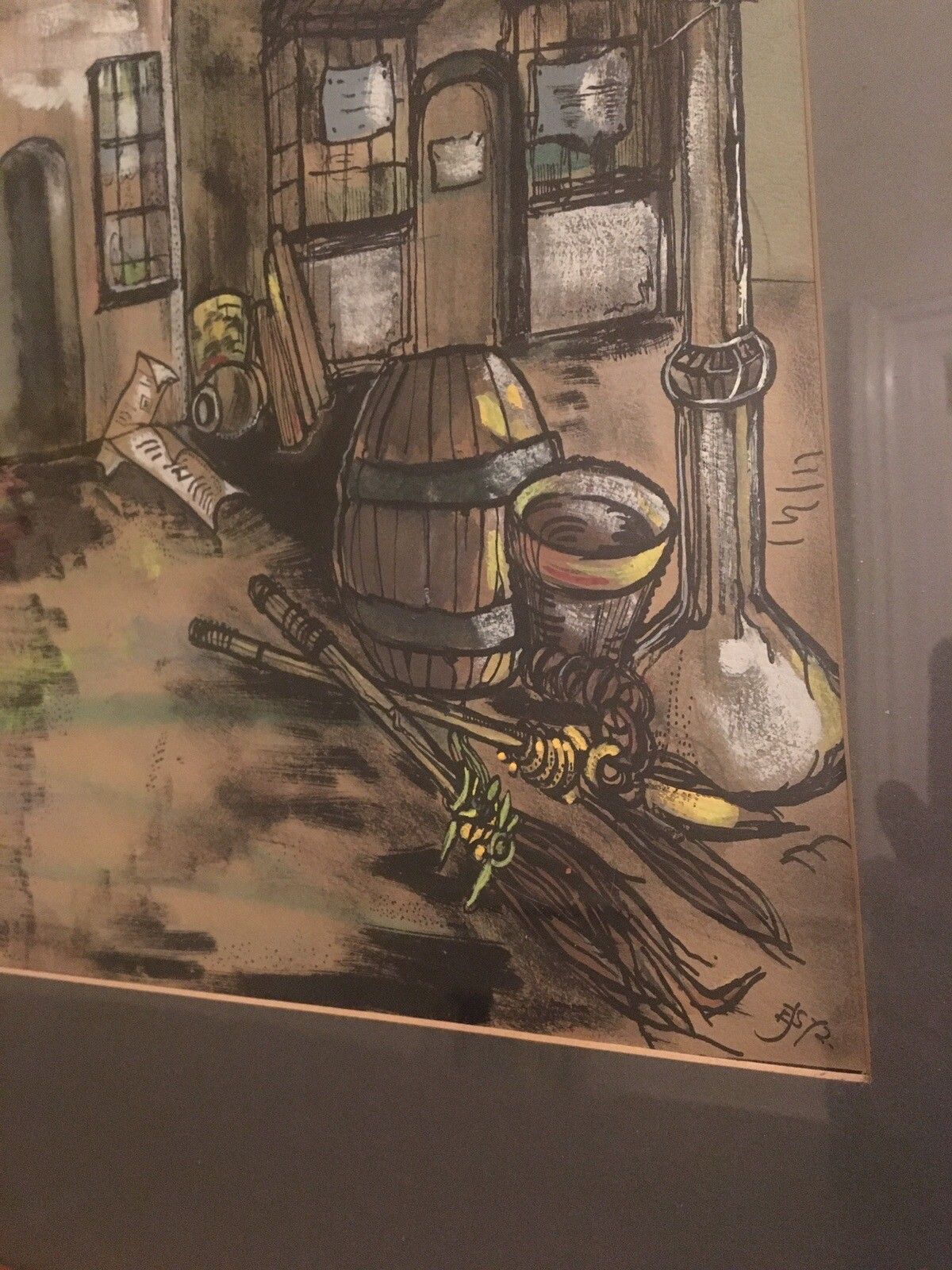 E Joyce Stone Original Painting Gouache 1972 Bristol Oak Framed Large photo vinterior