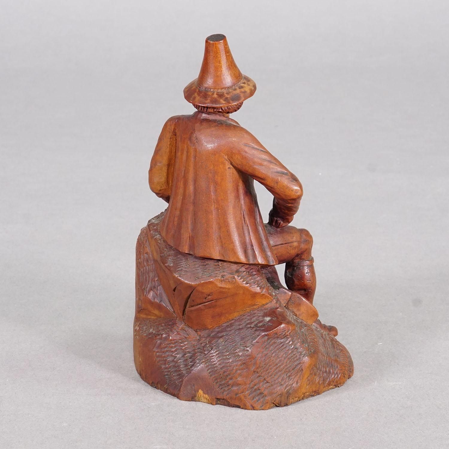Antique Hand Carved Tyrolean Farmer Sculpture, Ca. 1880 photo 556.0