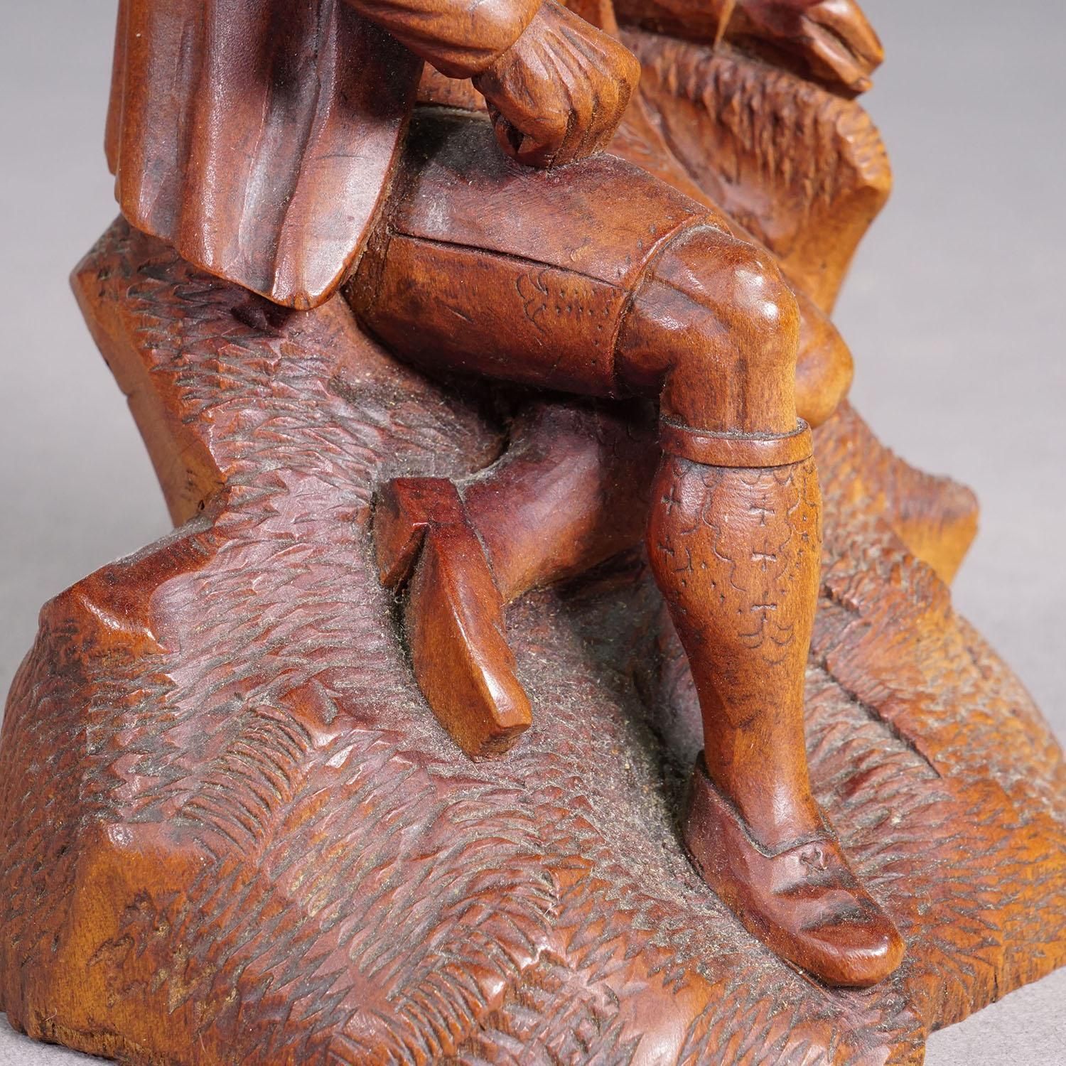 Antique Hand Carved Tyrolean Farmer Sculpture, Ca. 1880 photo buy
