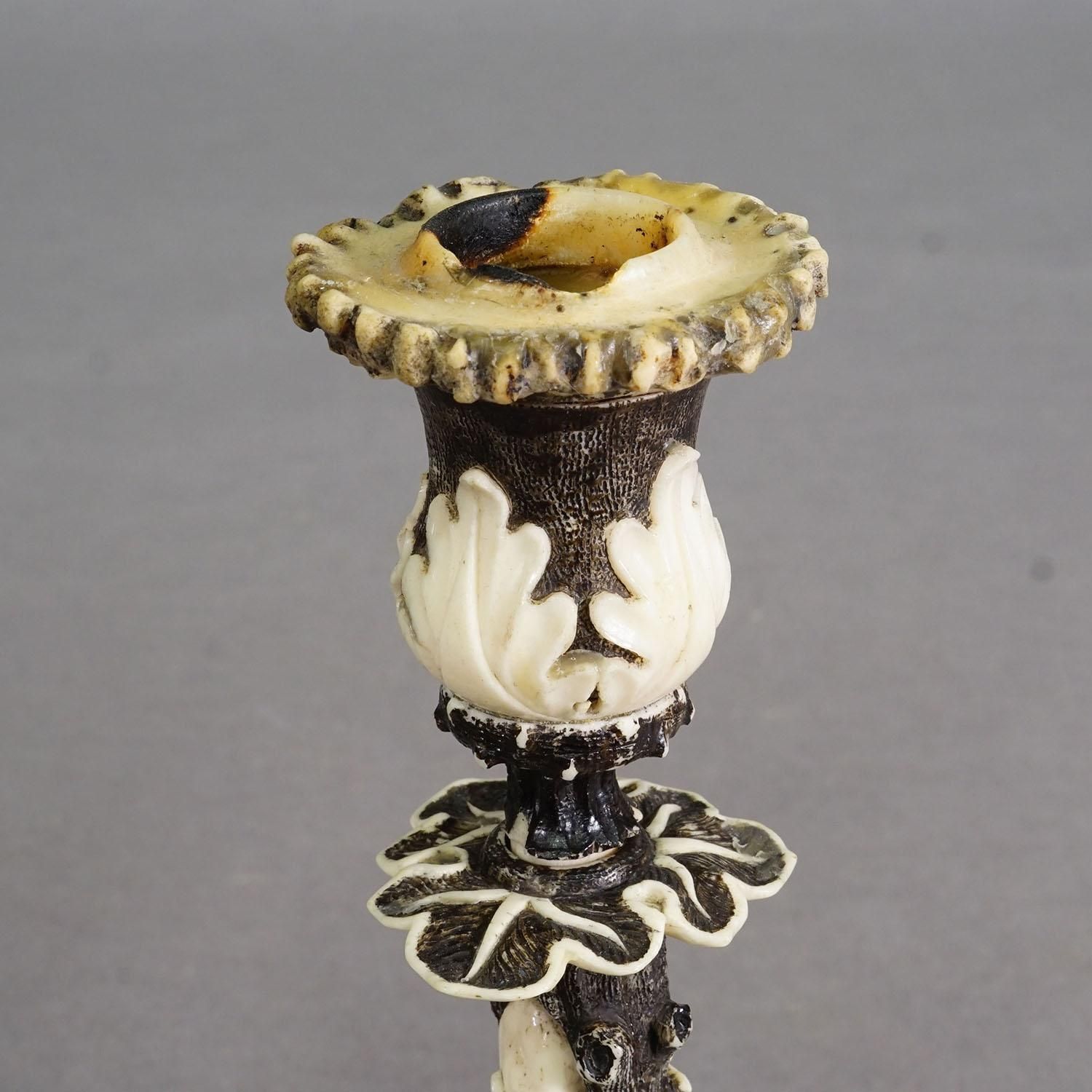 photo furniture Antique Antler And Bone Candle Holder, Germany Ca. 1850