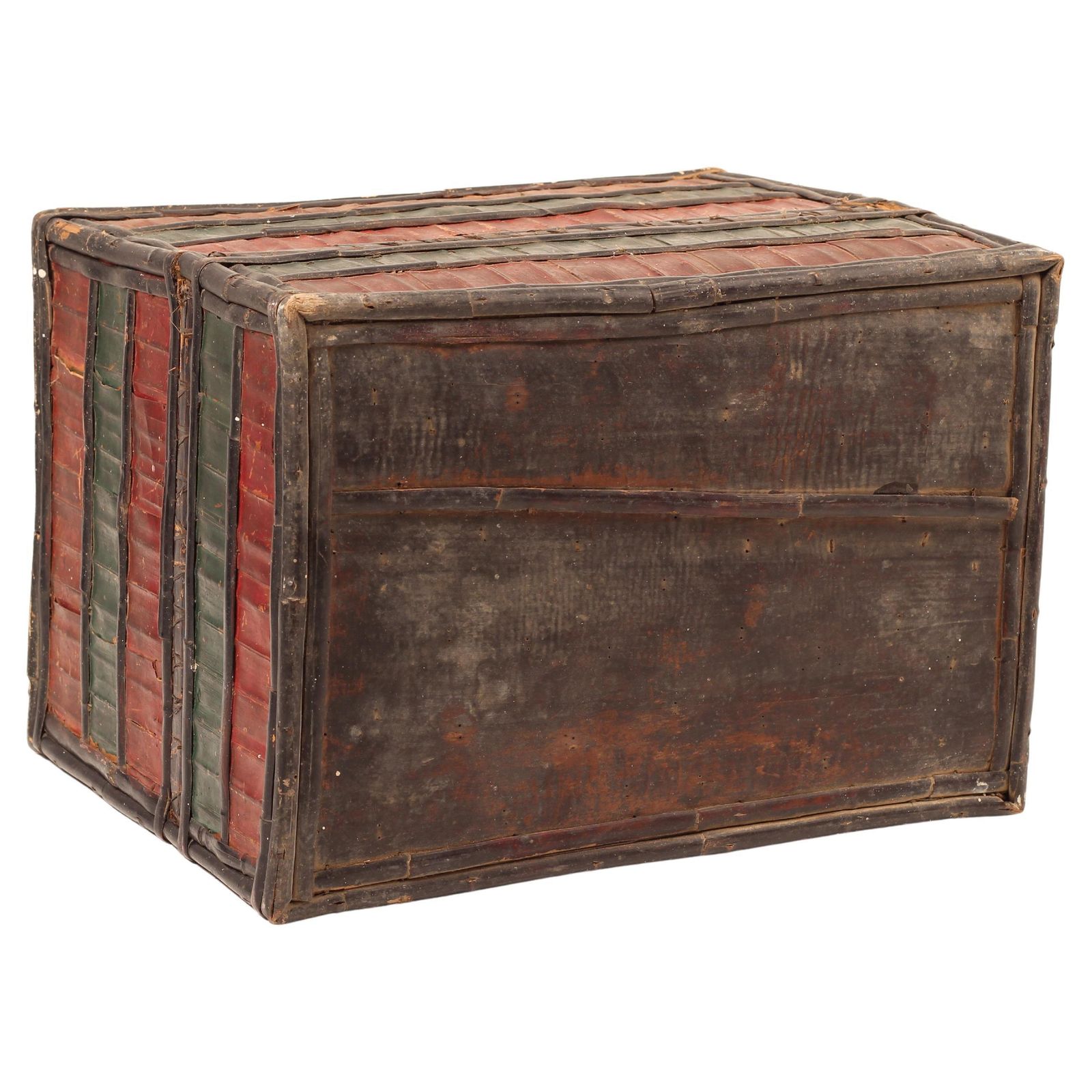 886.0 Folk Art Dowry Box, Lombok Indonesia, Cowrie, Painted Palm & Bamboo 1950’s Sasak photo