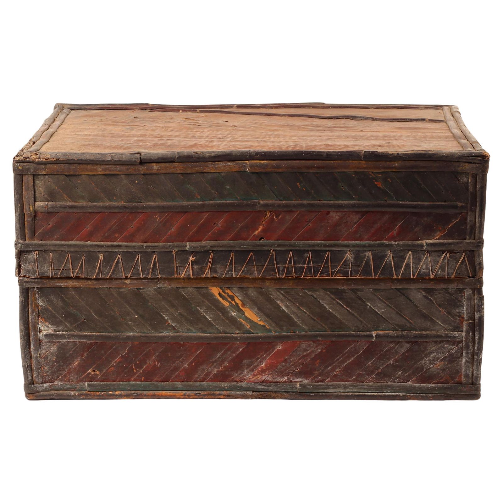photo furniture Folk Art Dowry Box, Lombok Indonesia, Cowrie, Painted Palm & Bamboo 1950’s Sasak