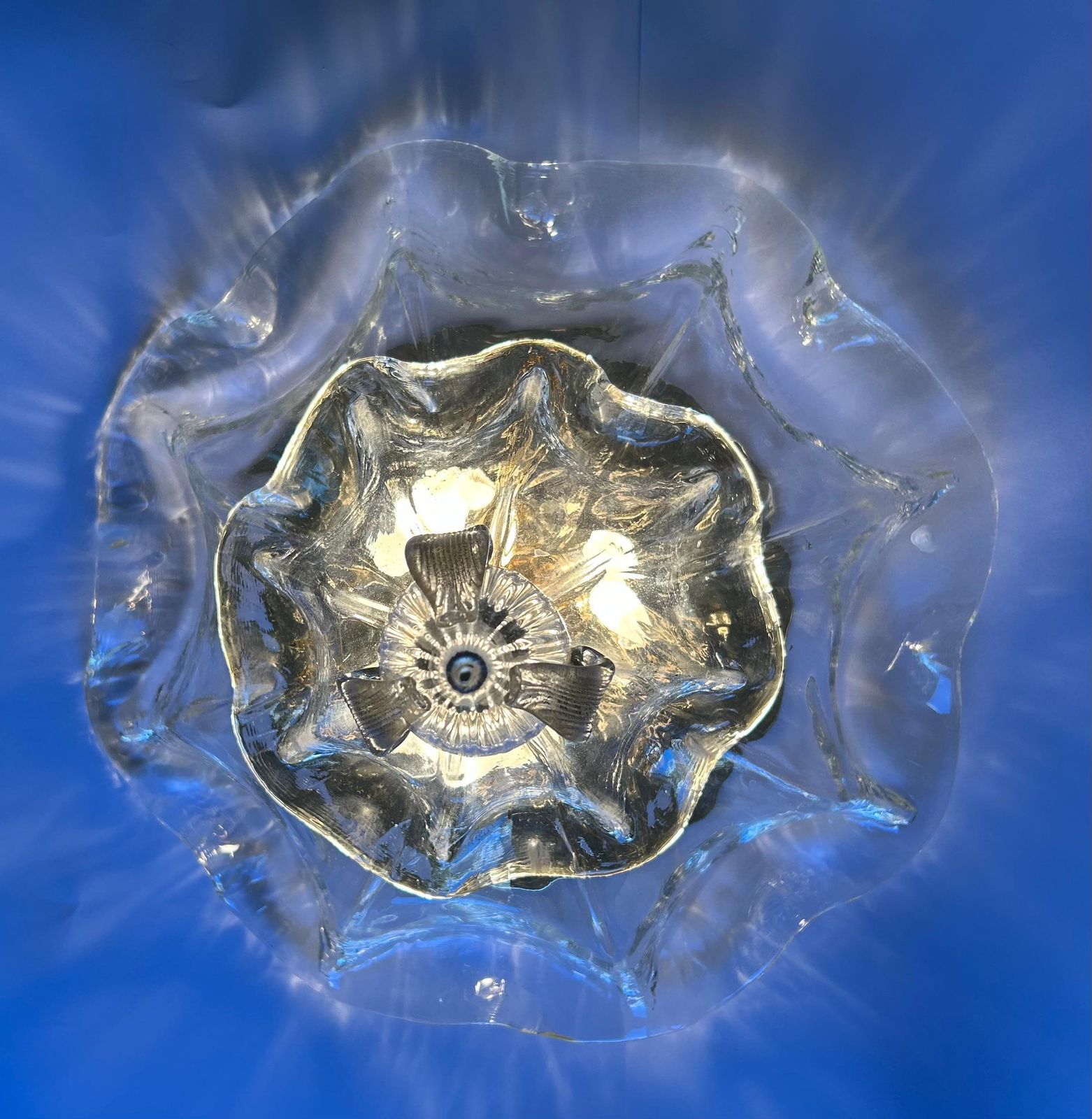 North Pole Star, Transparent La Murrina Flush Light With Gold Inclusions, 1990 photo Lighting