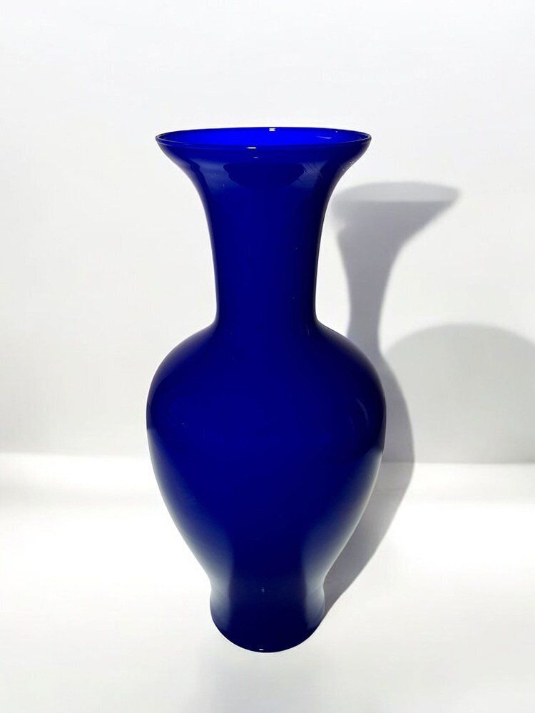 Large Cobalt Blue Murano Glass Vase By Nason Moretti, 1970s