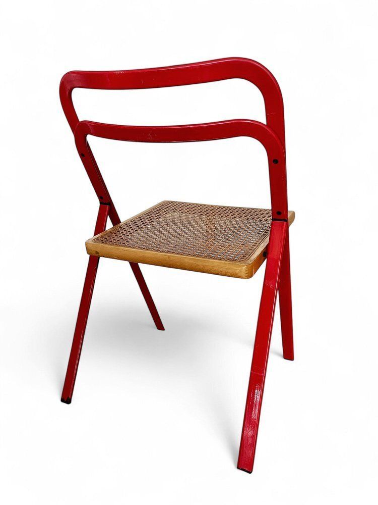 Folding Chair With Viennese Straw By Giorgio Cattelan For Cidue, Italy, 1970s photo 330.0