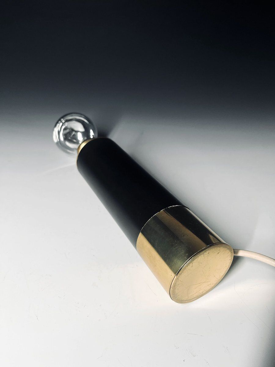 Table Lamp In Black Painted Metal And Brass From Stilnovo, Italy, 1950s photo furniture
