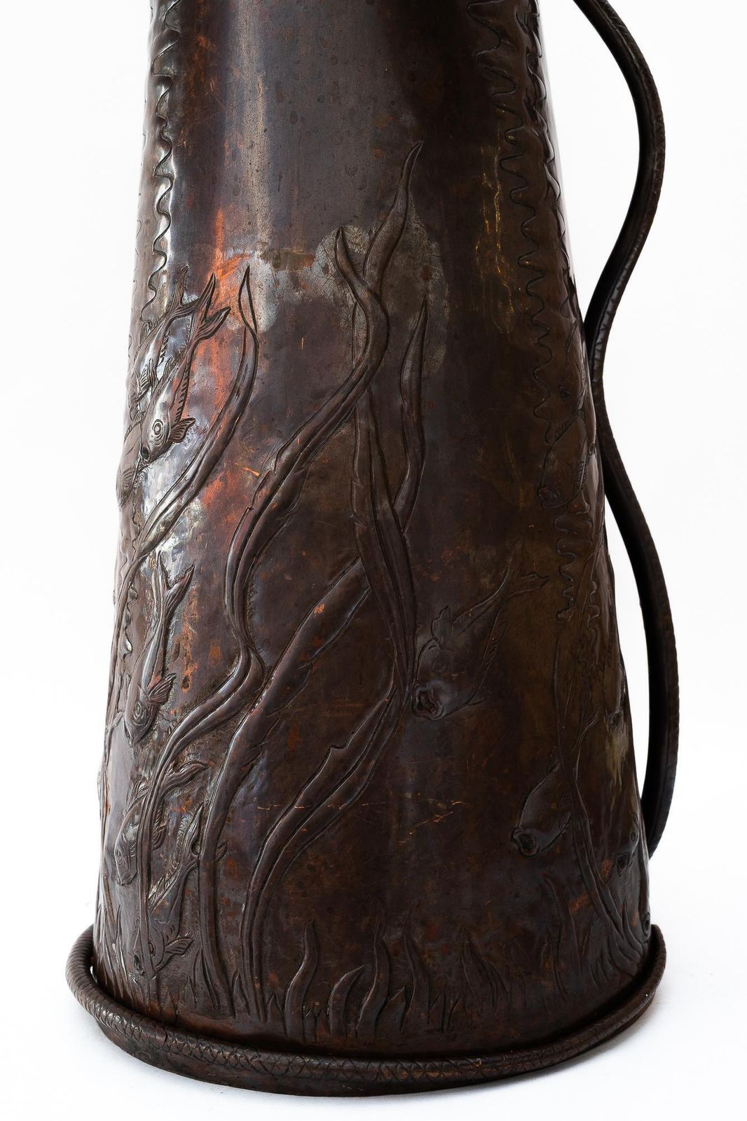 Big Jugendstil Copper Chased And Hand Hammered Vase Vienna Around 1908 photo vinterior