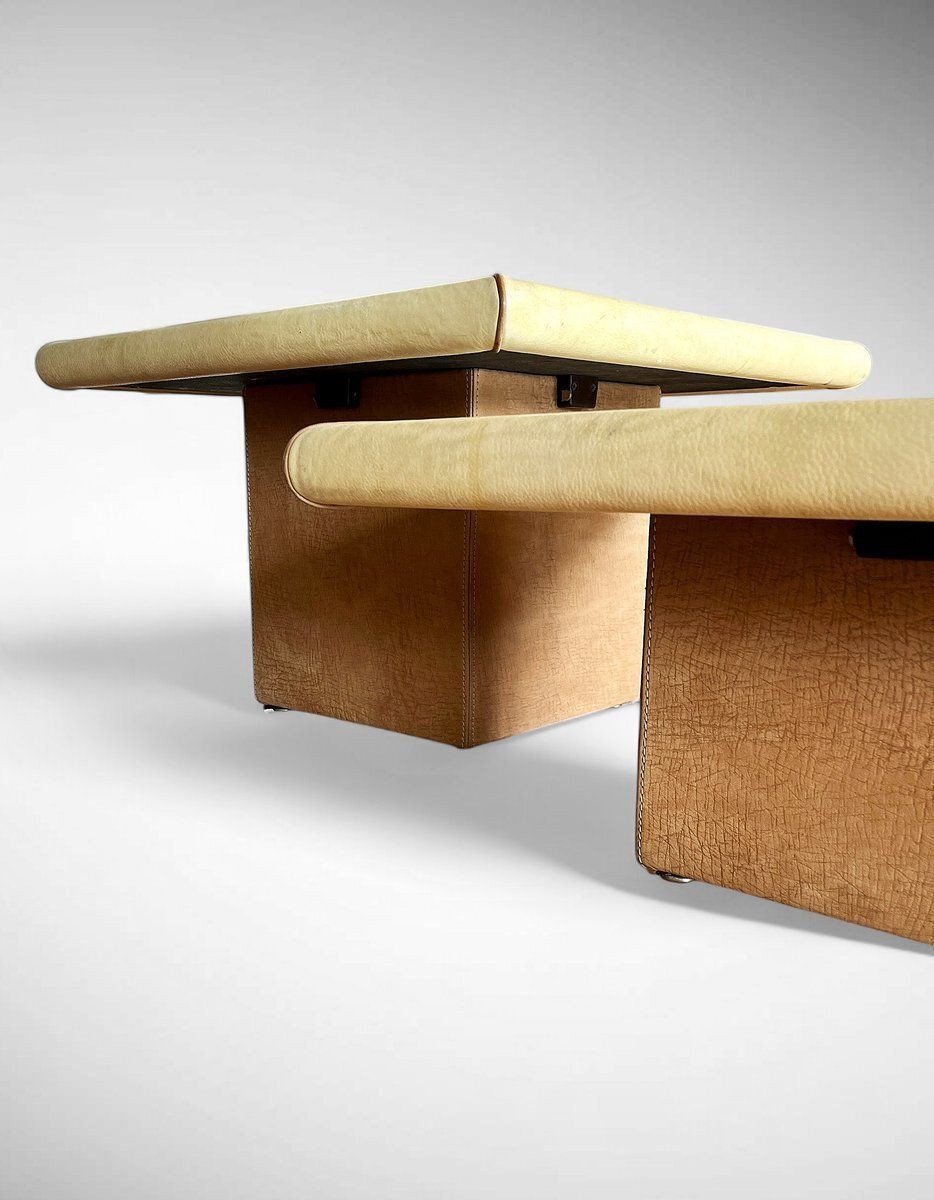 Leather Side Tables By Carlo Bartoli For Rossi Di Albizzate, 1980s, Set Of 2 photo vinterior