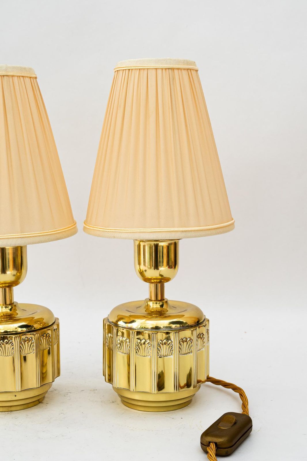 2 Art Deco Table Lamps With Fabric Shades Vienna Around 1920 photo for sale