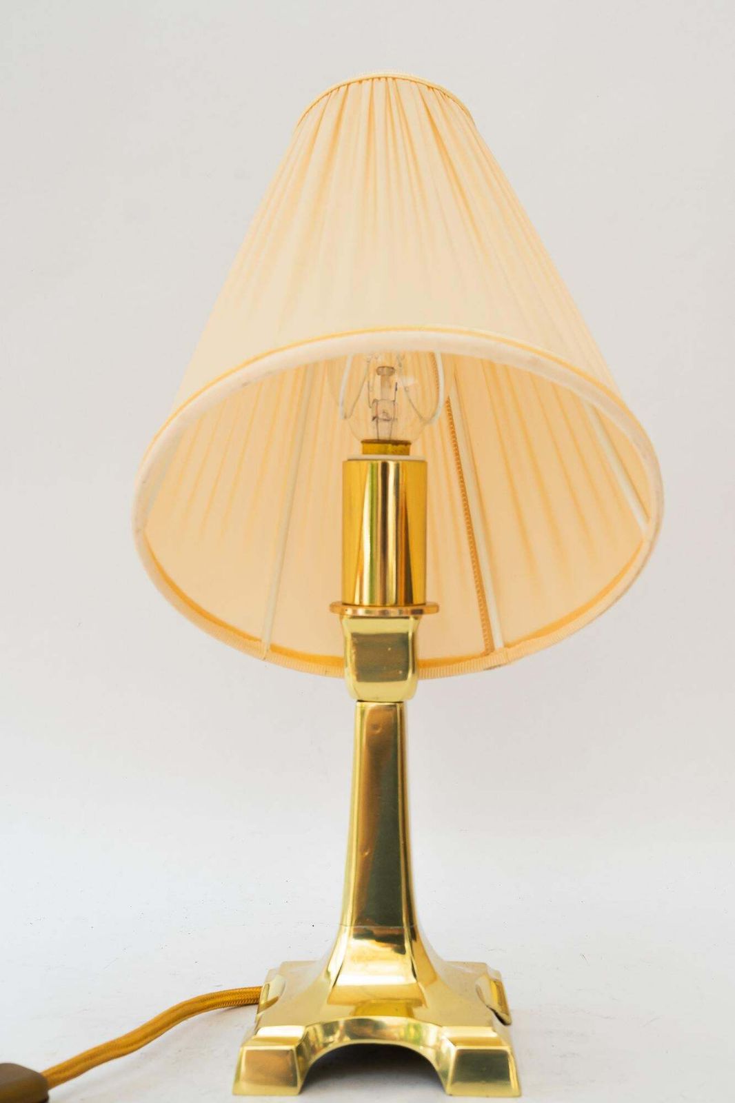 Art Deco Brass Table Lamp With Fabric Shade Vienna Around 1920s photo Lighting