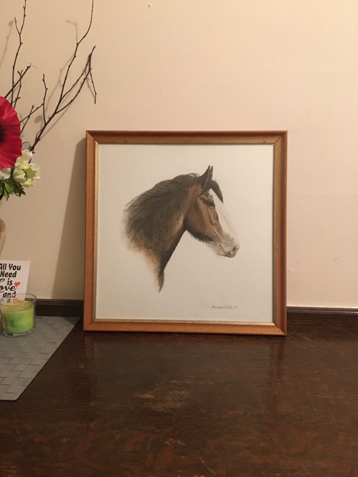photo vinterior Vintage Original Watercolour Painting Shire Horse 1979 Adrienne Walsh Equestrian