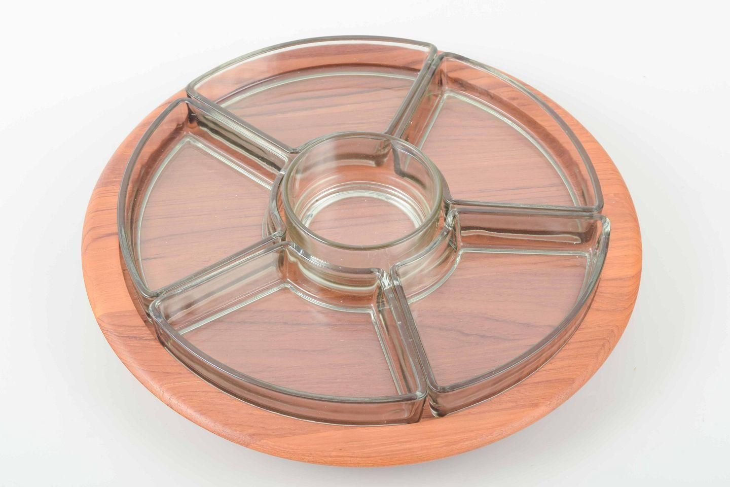 Digsmed, Denmark. Cabaret Tray In Teak With Eight Hand Blown Glass Dishes. photo furniture