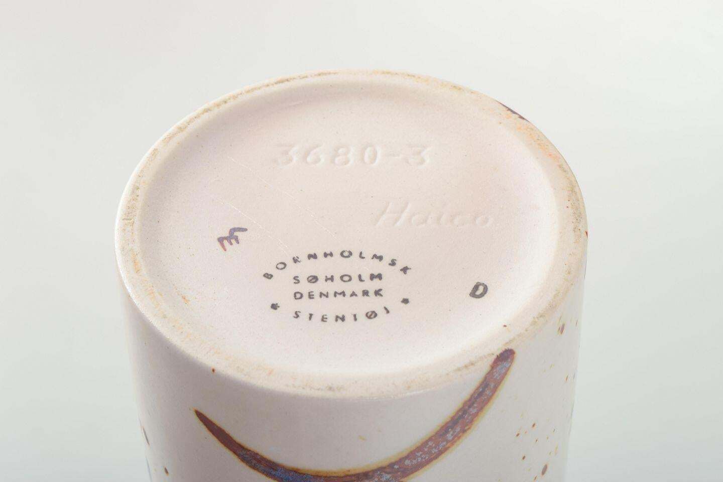Haico Nitzsche For Søholm, Bornholm. Cylindrical Stoneware Vase With Leaf Motifs photo Home Decor