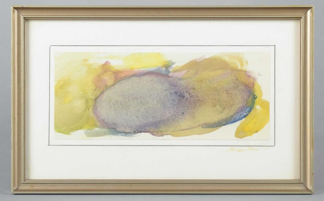 Helge Christiansen, Danish Painter. Watercolour On Paper. Abstract Composition. photo furniture