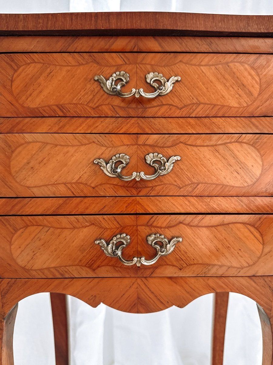 Louis XV French Bedside Tables With Floral Marquetry, 1940s, Set Of 2 photo furniture